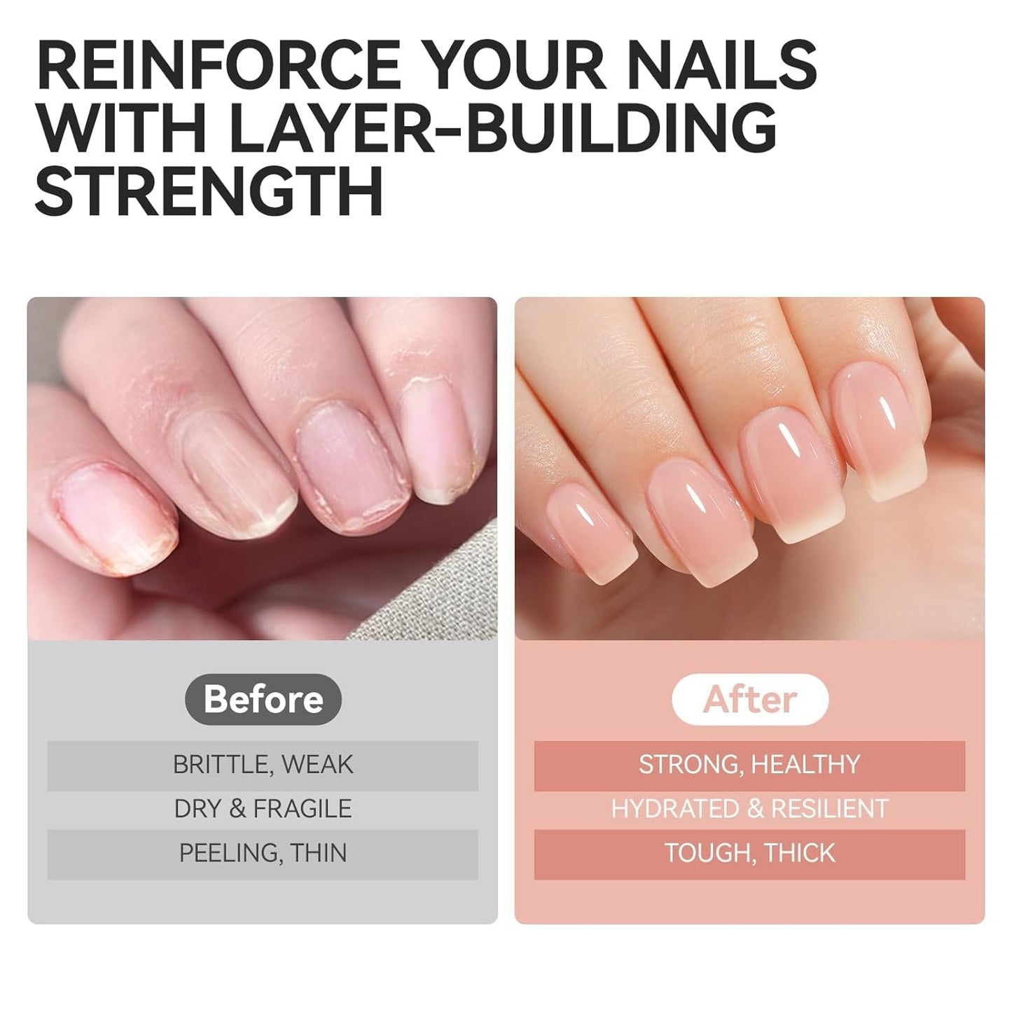 Nail Strengthener Protein for Damaged Nails: Pink 6 in 1 Natural Nail Hardener Extra Strong and Growth - Long Lasting Repair for Damaged Nails - Growth Oil for Salon Home Daily Work