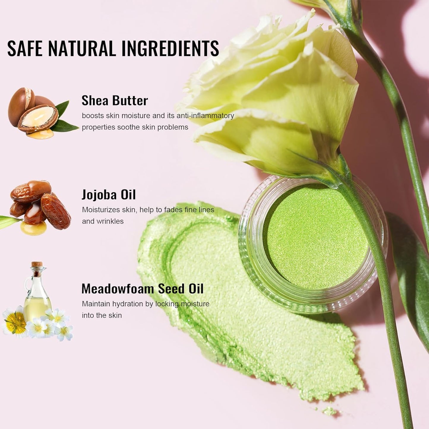 Oulac Hot Pink Cream Eyeshadow also for Highlighter Highly Pigmented Eye Shadow Waterproof&Long Lasting with Moisturizing Formula Blendable Shimmer Eye Make-up,Vegan & Cruelty-Free, 6g, 09