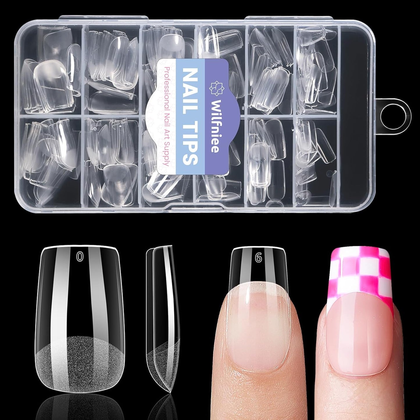Short Square Nail Tips: 240PCS Acrylic Pre-shaped Soft Gel Square Nail Tips, 12 Sizes Full Cover Fake Press on Nails for Beginner Professional DIY Nail Salon