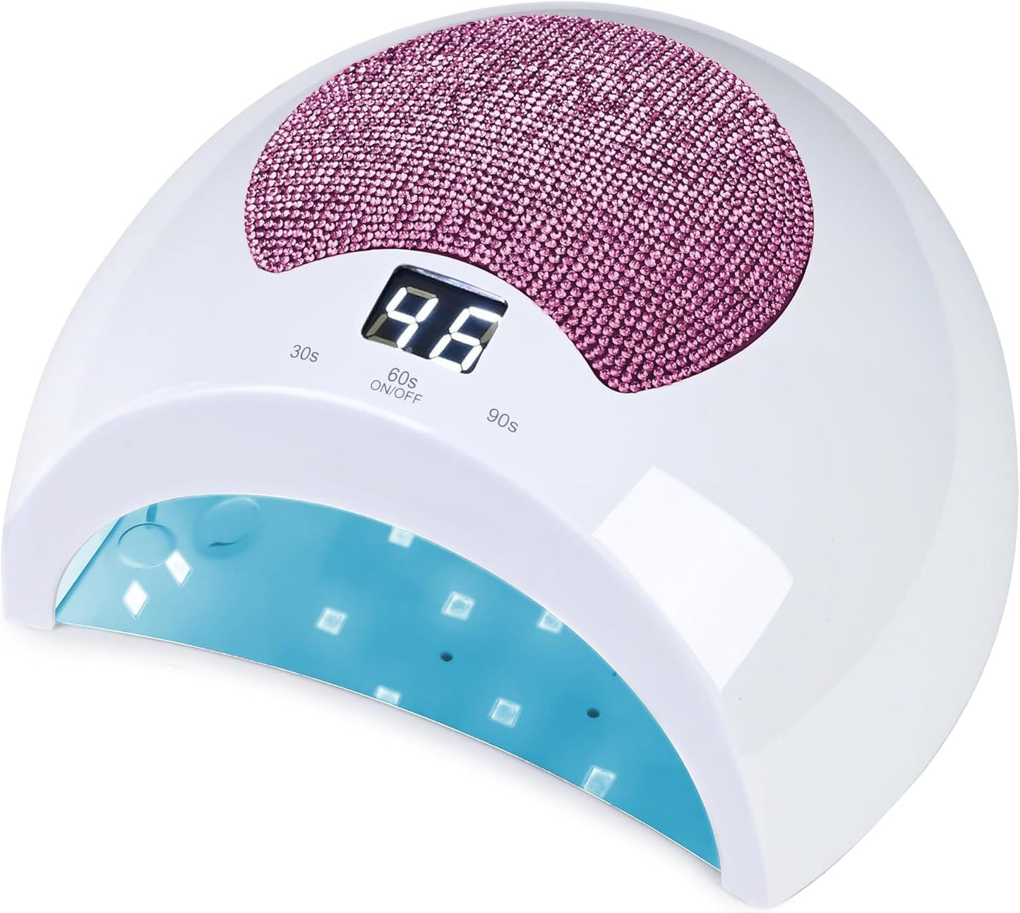 Rechargeable UV LED Nail Lamp with Diamond Design & Touch Control - 3 Timer Settings, Fast Curing for All Gel Polishes, Portable UV Nail Dryer for Professional Salon & Home (Pink)