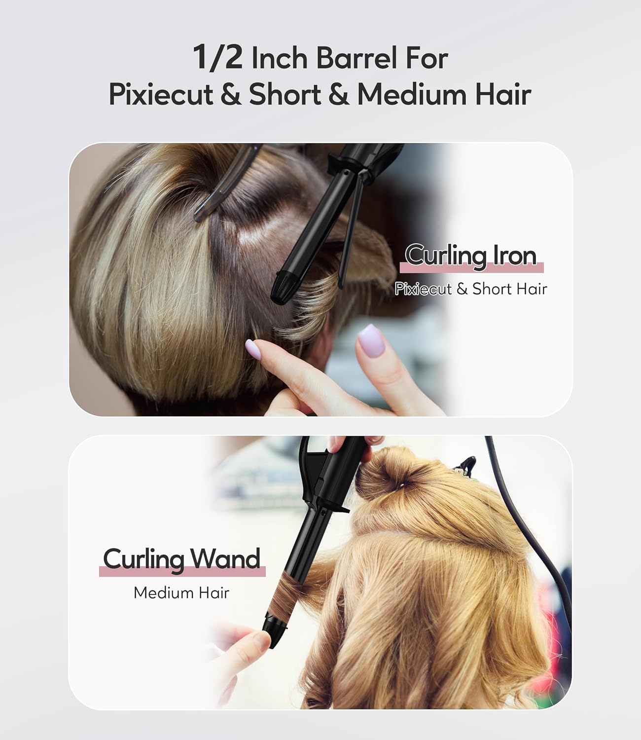 1/2 Inch Ceramic Mini Hair Curler with 3 Adjustable Temp, Dual Voltage, Travel Curling Iron for Short Hair, Infused with Keratin & Argan Oil, Storage Bag