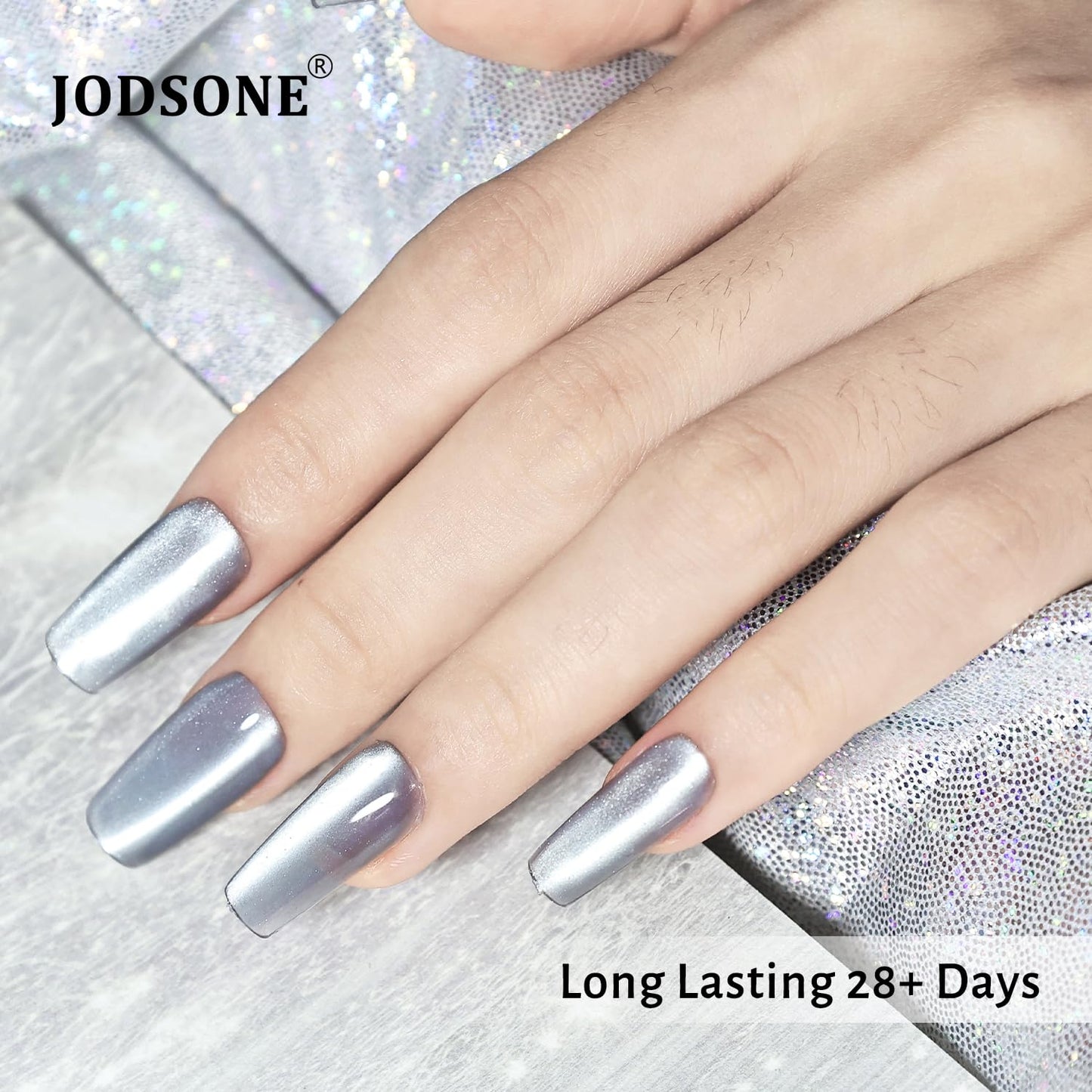 JODSONE 16.5ml Cat Eye Gel Nail Polish Silver Glitter Magnetic Reflective Translucent Need U V Curing