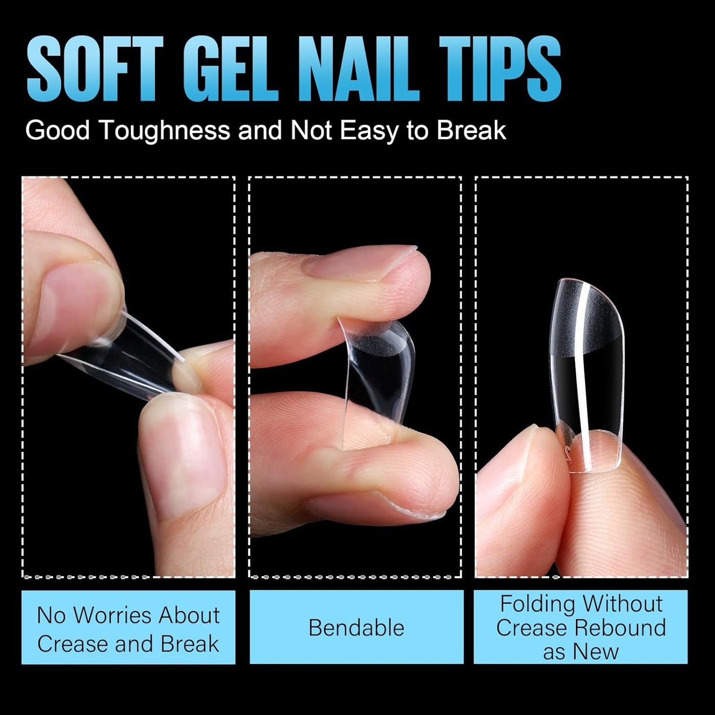 TOMICCA Short Square Nail Tips,Acrylic Gel Tips 240Pcs Fake Nails Full Cover 12 Sizes False Nails Half Matte for Nail Extension Home DIY Salon