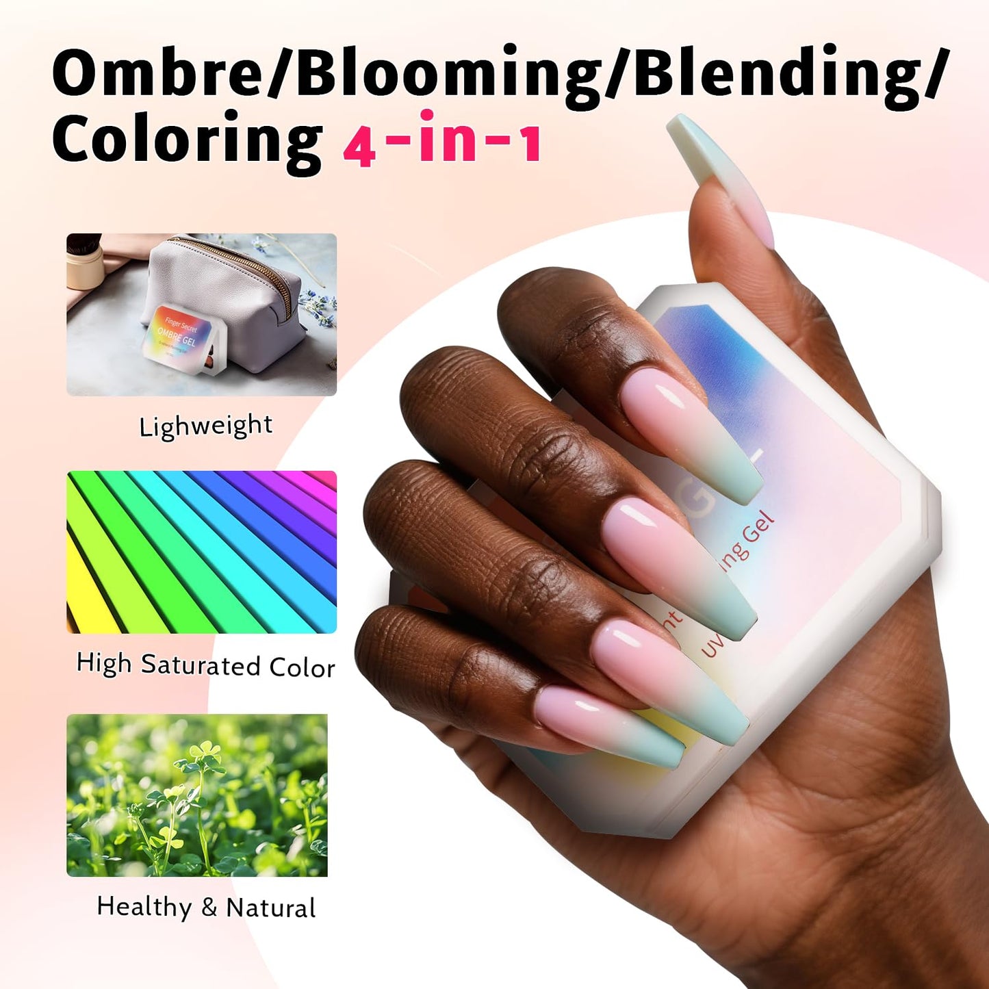 Sponge Pat Paint Nail Gel, Ombre Nails Gradient Gel Nail Blush Blooming Aura Nails Drawing Stripper Floral Painting DIY Nail Art, No Wipe, UV/LED Curing (16 Colors C)