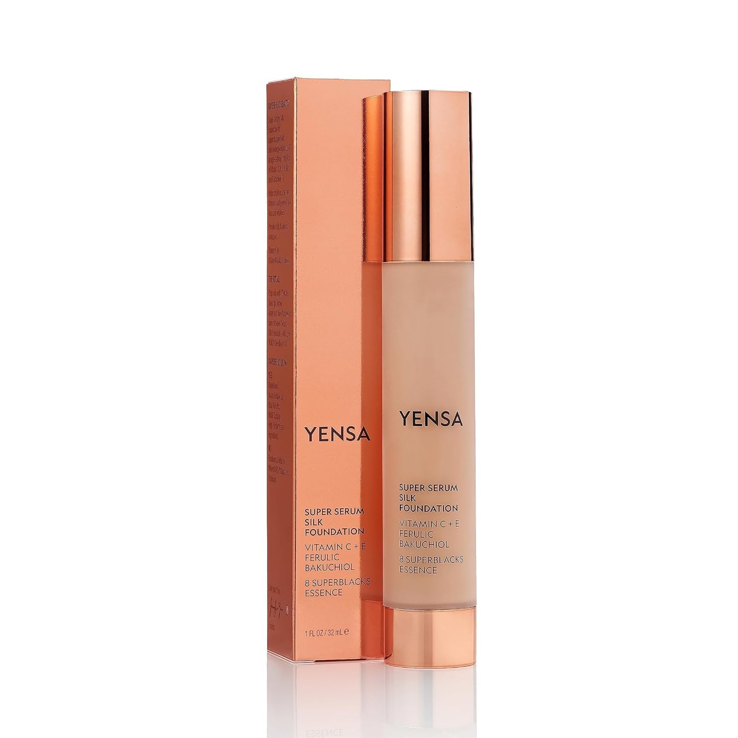 YENSA Super Silk Foundation - Full Coverage, Age-defying complex of Vitamin C, E, Ferulic, and Bakuchiol Oil (Medium 3) 1.0 fl oz