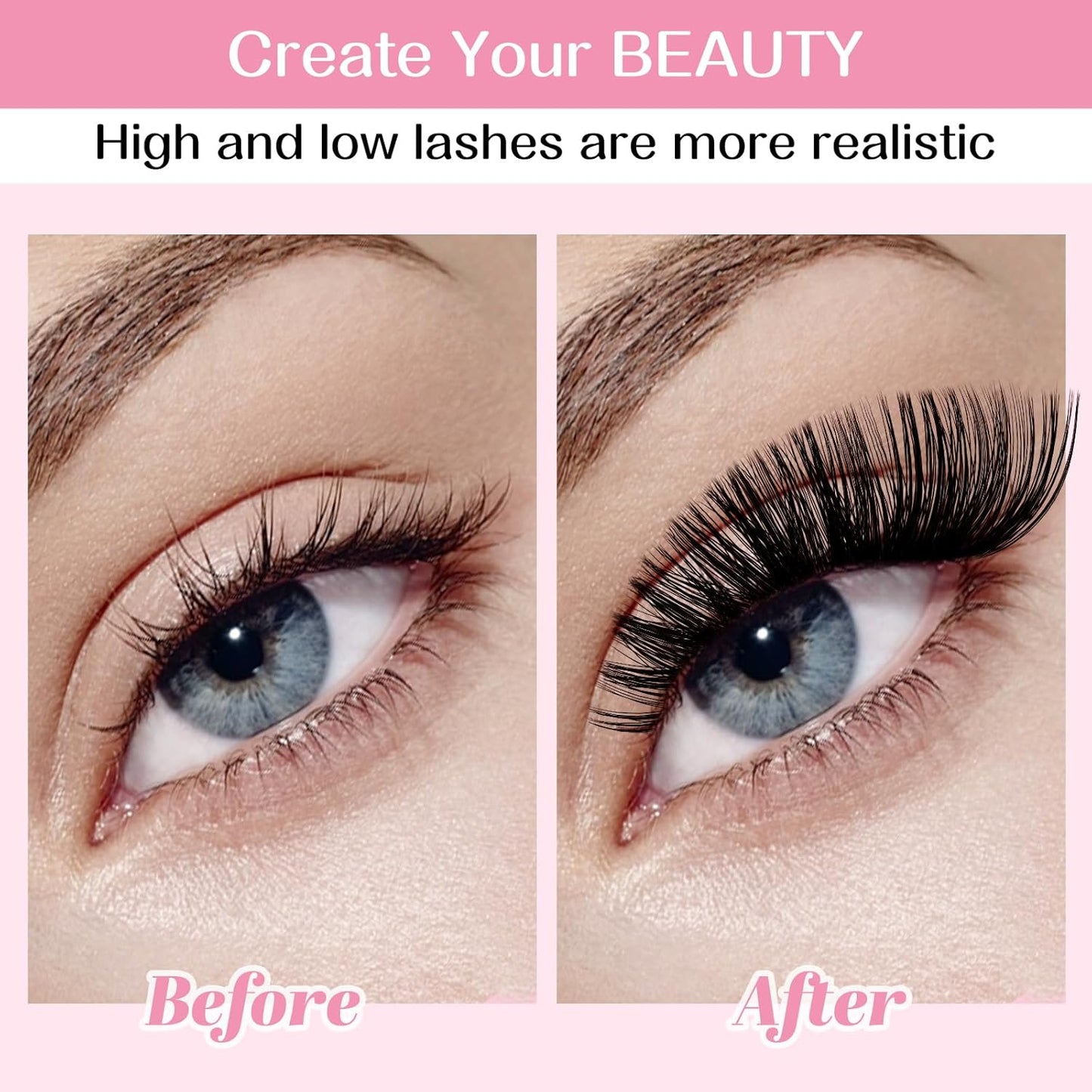 280 Pcs Individual Lashes 50D Mixed Lash Clusters 14 Rows Cluster Lashes that Look Like Eyelash Extensions DIY Lash Extension Self Application At Home (50D-D-14-20mix)