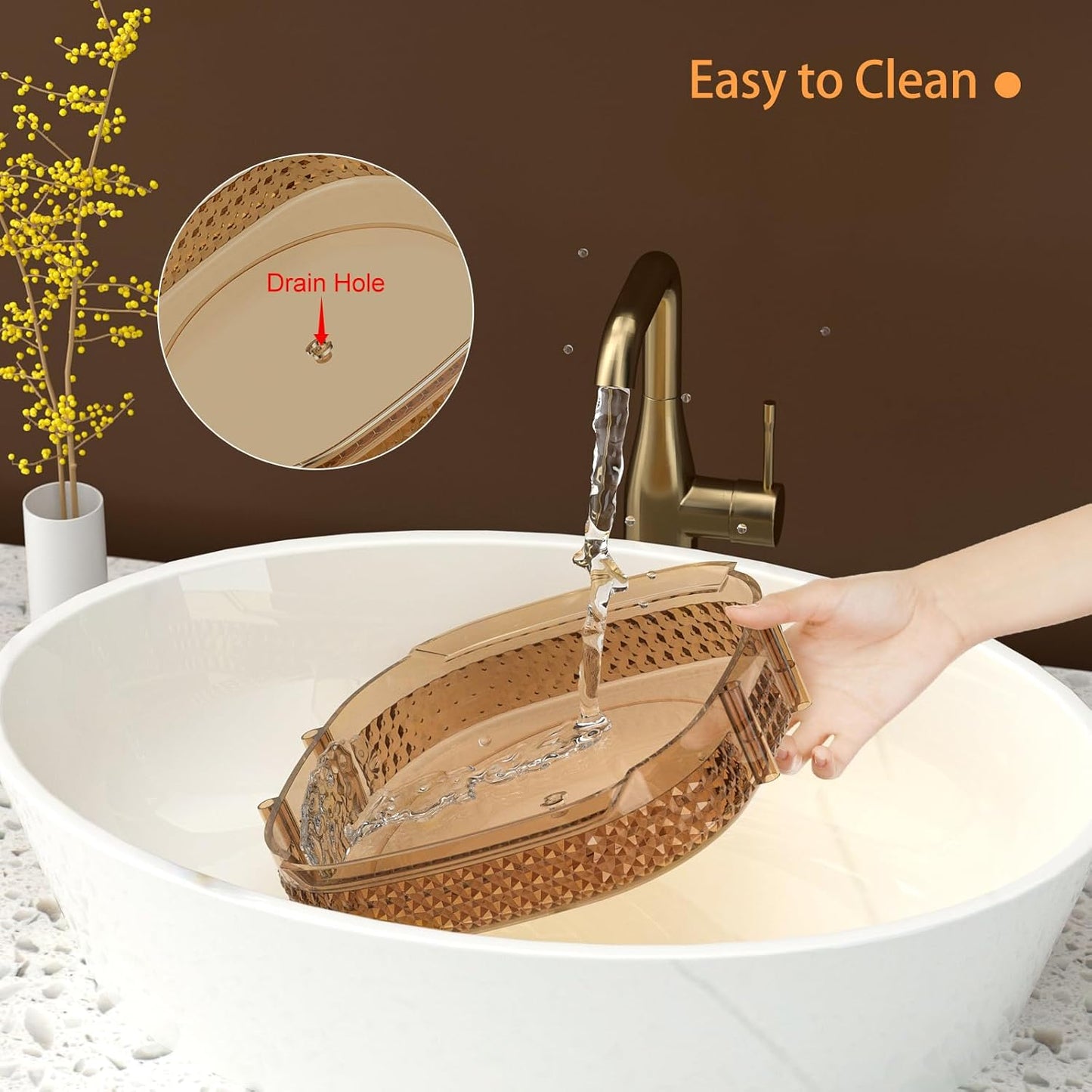 Awenia Rotating Makeup Organizer 360, Stackable Adjustable Large Capacity Cosmetic Storage Unit,Dresser Bathroom Kitchen Countertop Organizer with Metal Handle, Plus Size (Honorable Gold, 1 Tier)