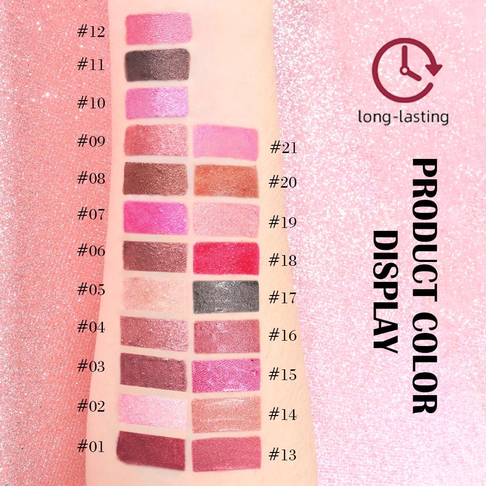 Kaely 2-in-1 Light Pink Metallic Lipstick and Lip Liner, Shimmer Liquid Metallic Lipsticks for Women, Glitter Lip Gloss Stain Long Lasting Waterproof Smudge Proof 24 Hour, Vegan Makeup, 02