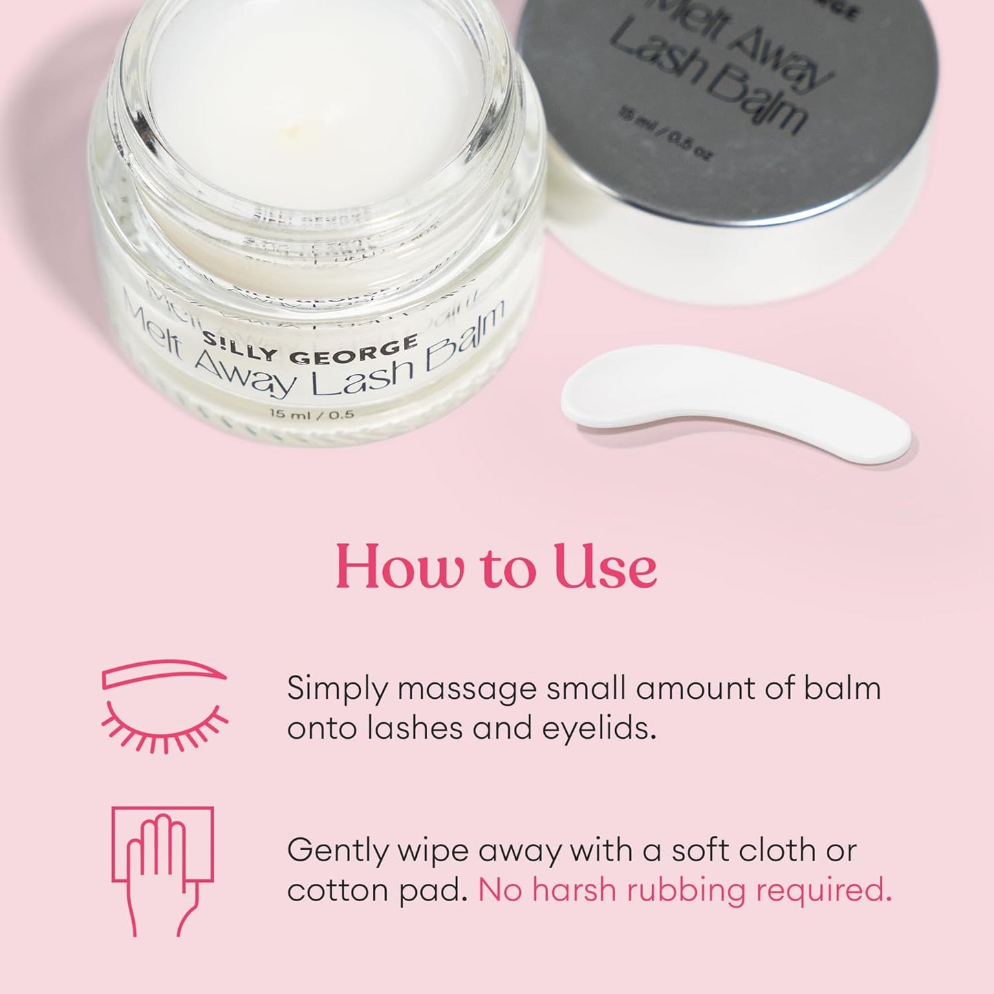 Silly George Melt Away Makeup & Lash Extension Remover - Removes All Eye Makeup (Including Mascara & Eyeliner) + Lash Extensions & Adhesives - Hydrating Moisturizer for Eyes & Lashes - 15 milliliters