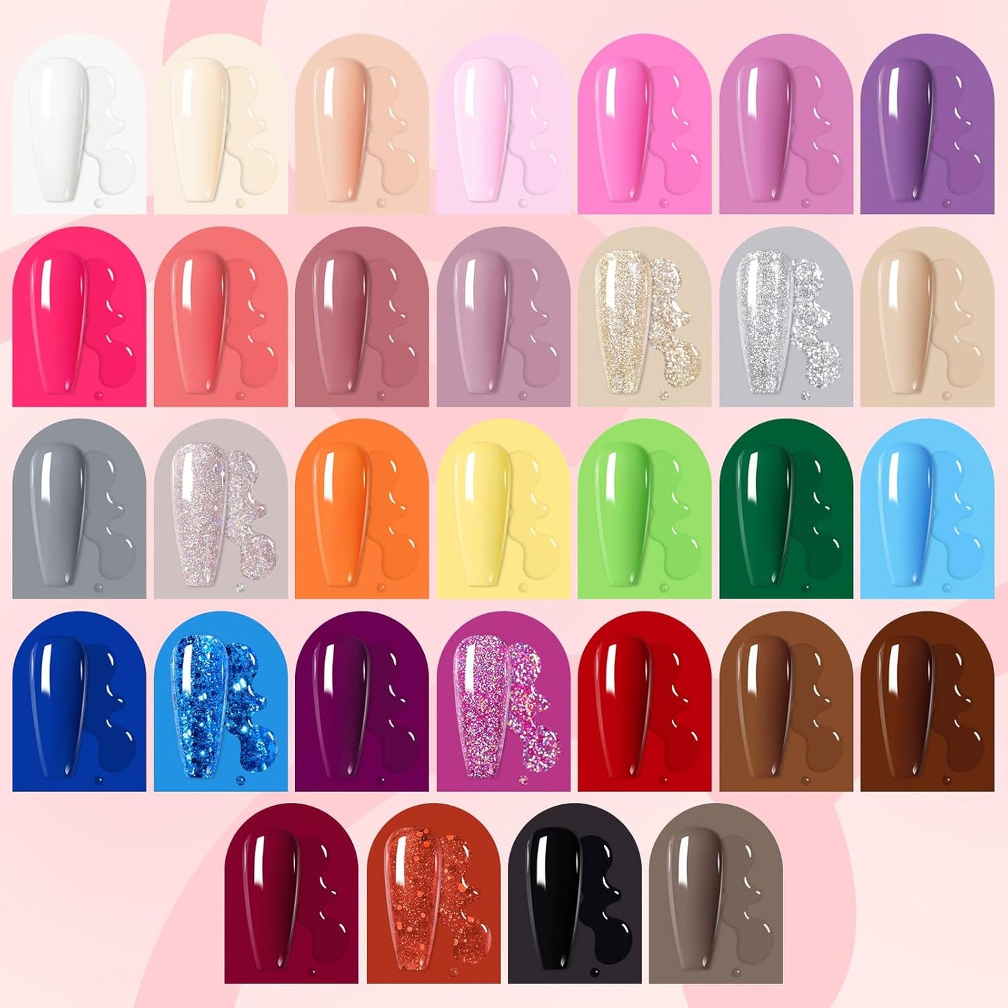 BORN PRETTY 77PCS Gel Nail Polish Starter Kit With U V/LED kit for Beginners 48W 32Colors Nude Pink Cat Magnetic Eyes Glitter Set Reflective Base Top Coat Liner Art Manicure Ideal Gifts