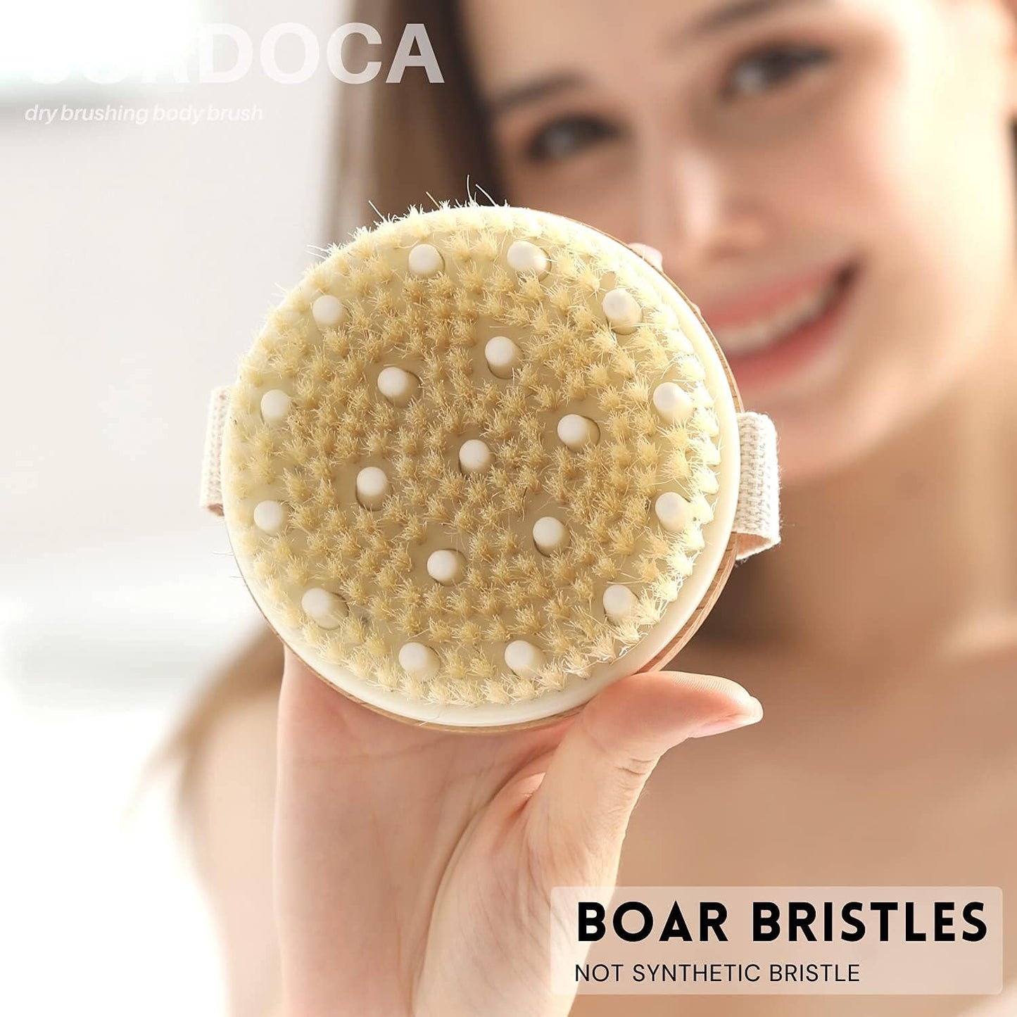SURDOCA Dry Brushing Body Brush for Lymphatic Drainage, Wet & Dry Body Scrubber, Natural Exfoliating Brush, Blue