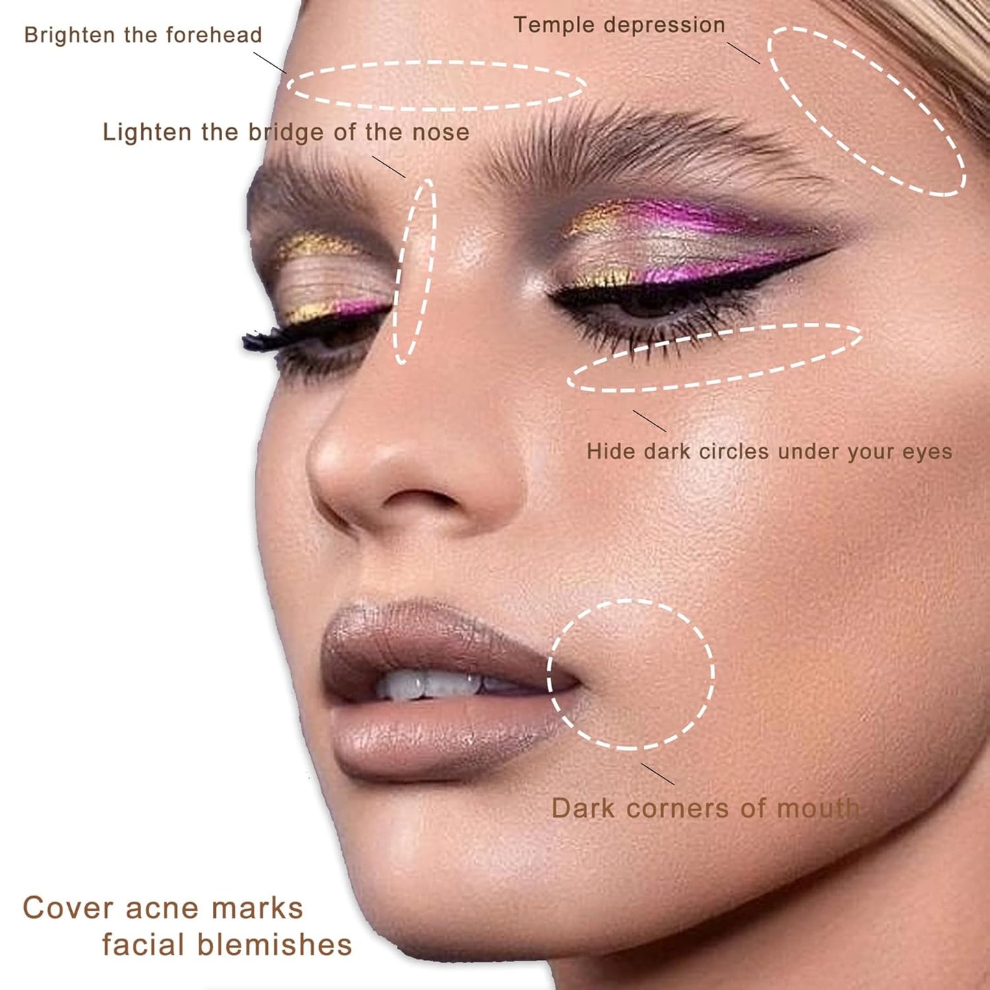 Cream Concealer Corrector Correcting Contour Makeup Set under Eye Concealer Cream Kit for Dark Circles and Blemish 4