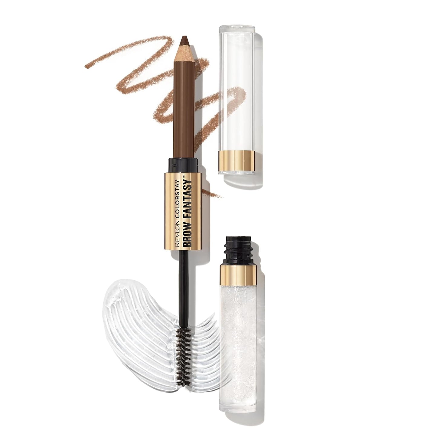 Revlon ColorStay Brow Fantasy, All In One Eyebrow Powder Pencil with Shaping Clear Gel, Gel Infused with Panthenol, Smudge-proof, 16HR Visibly Full Brows, 002 Soft Brown