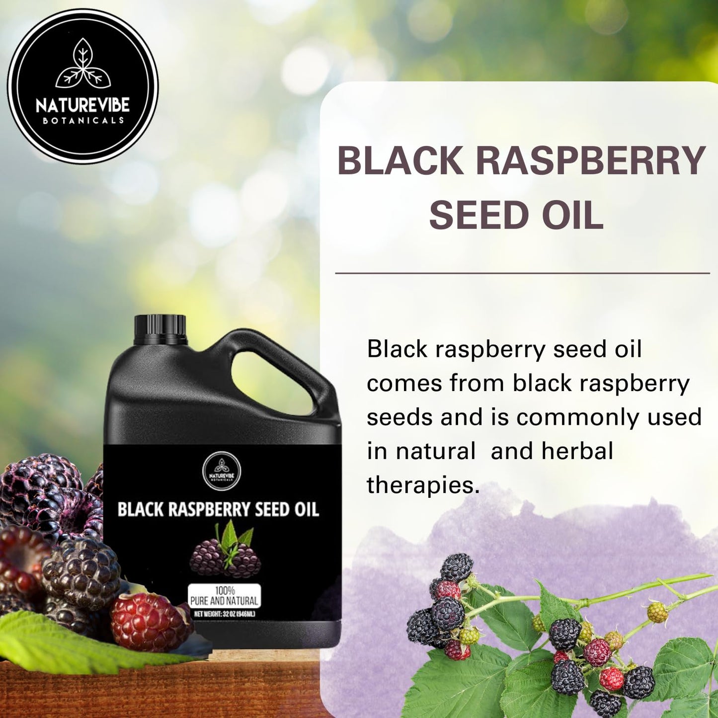 Naturevibe Botanicals Black Raspberry Oil 32 Ounces | 100% Pure and Natural | Great for Skin Care and Hair Care