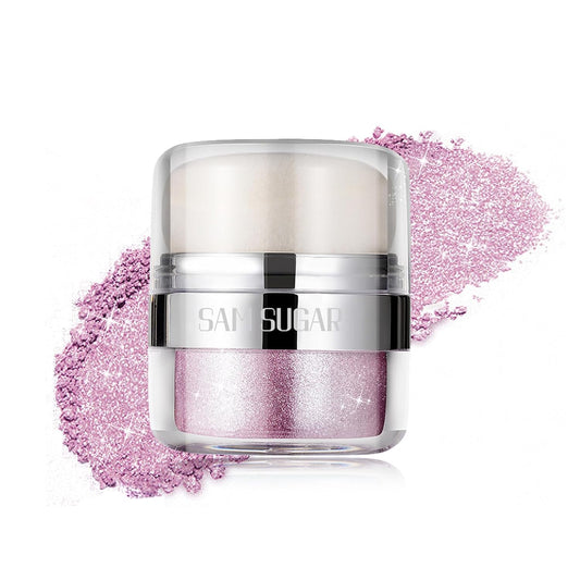 Glitter Body Highlighter Powder Body Shimmer Sparkle Face Brightening Highlighter Powder for Face Eyes Body Glow Makeup With sponge head（04#）