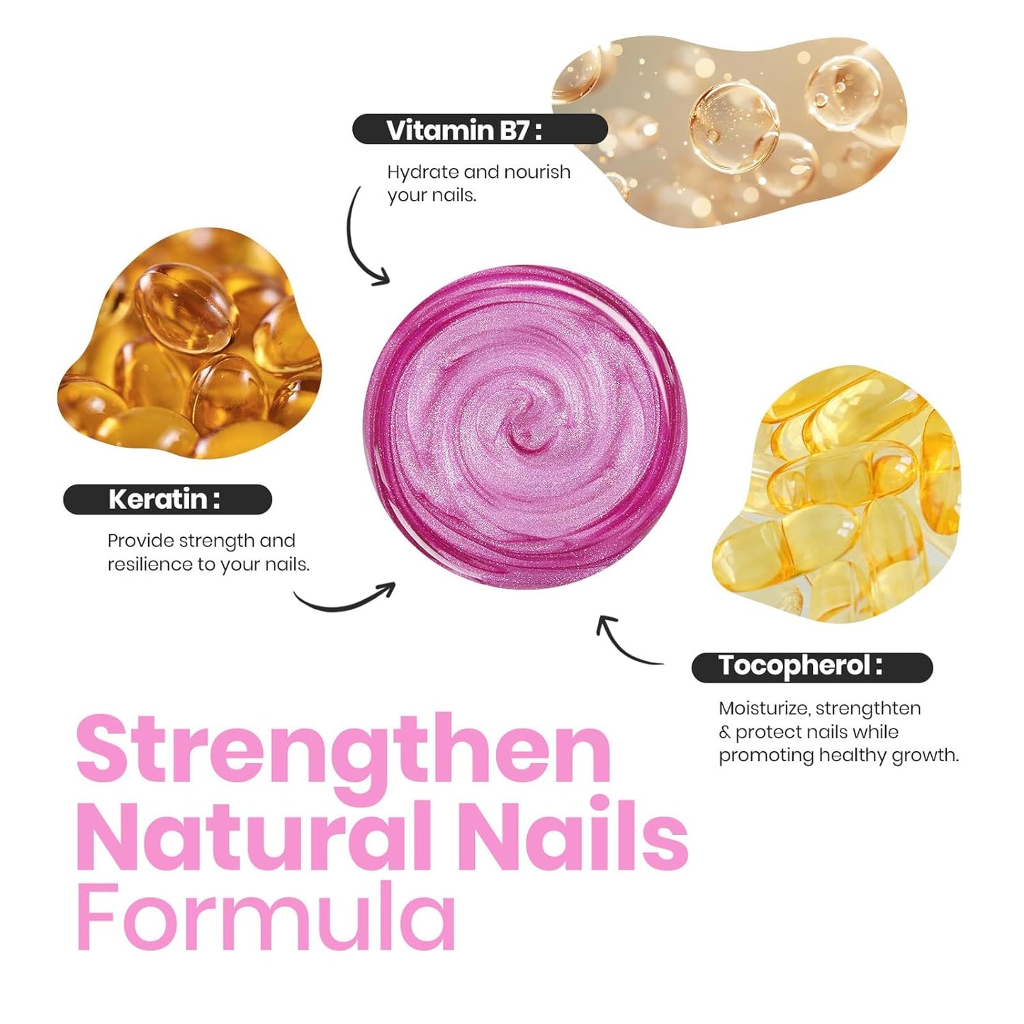 Beetles Sakura Pink Pearl Nail Polish - 15ml Quick Dry & Long Lasting Shimmer Art Effect for Nail Salon DIY at Home