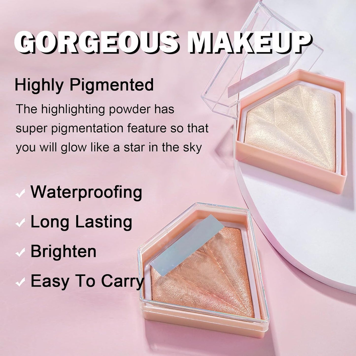 White Highlighter Makeup Palette Face Highlighter Powder Iluminadores De Maquillaje Narutal Shimmer Glitter Highlighter Contour Powder Makeup Palette-02 Quicksand Gold