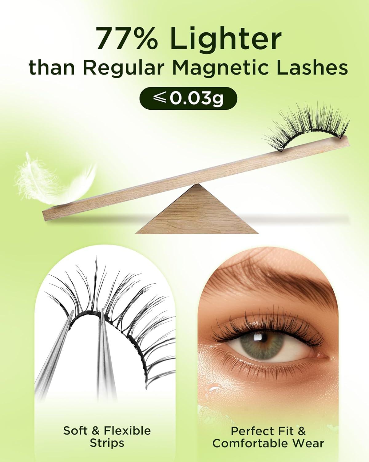 BEYELIAN Magnetic Eyelashes with Applicator Kit, Reusable Natural Look False Lashes, No Glue Needed Soft Magnetic Lashes for Eye MAC-100 (Lightweight & Comfortable)