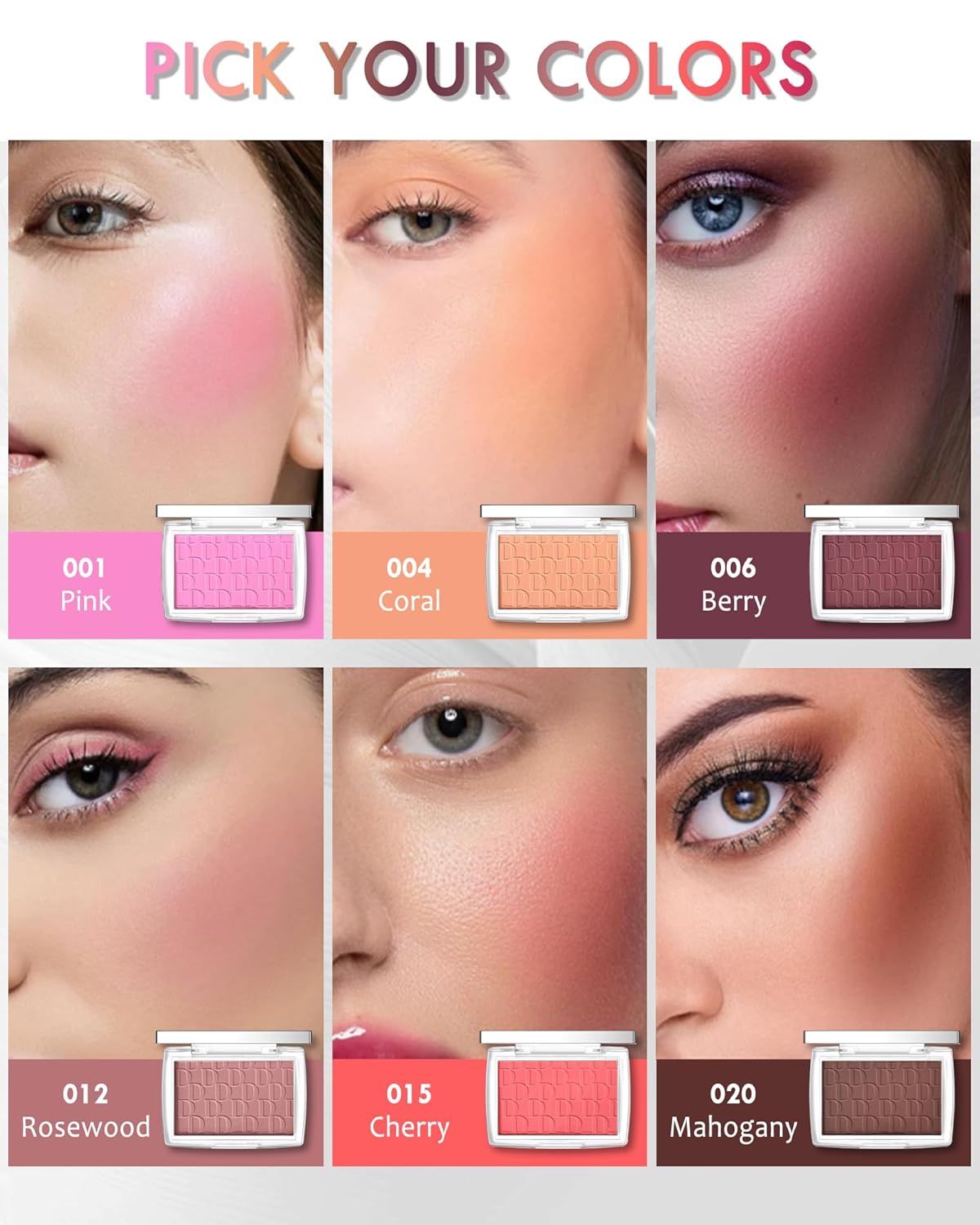 Powder Blush Palette, Matte Powder Makeup Blush for Cheeks, Natural Glow Face Blush Contour Palette, Lightweight, Smooth, High Impact Buildable Color, Long-lasting All-Day Face Enhancing -#Rosewood