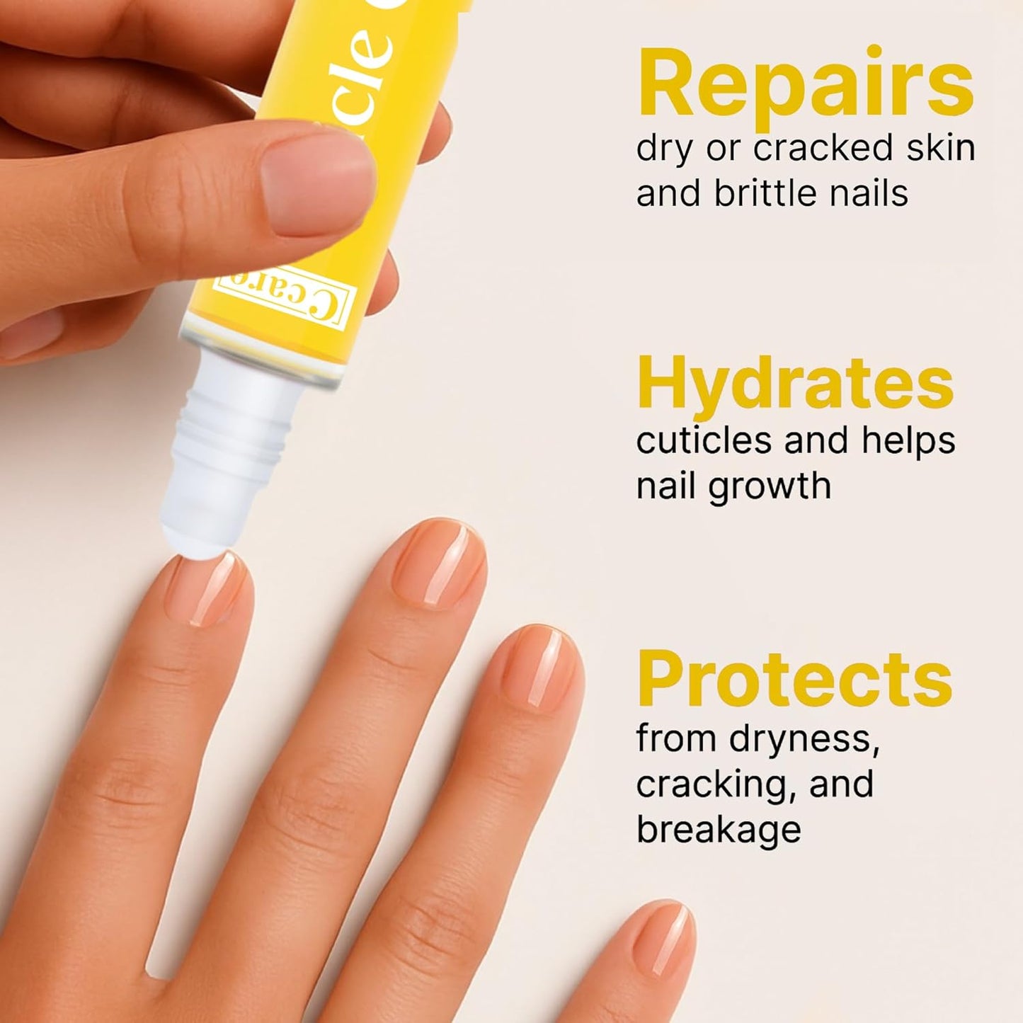 C CARE Milk and Honey Roll-On Cuticle Oil | Natural Revitalizing Hydrating Nail Oil For Repaired Cuticles Overnight | Remedy For Damaged Skin And Thin Nails | Paraben Cruelty Free Formula | 10ml