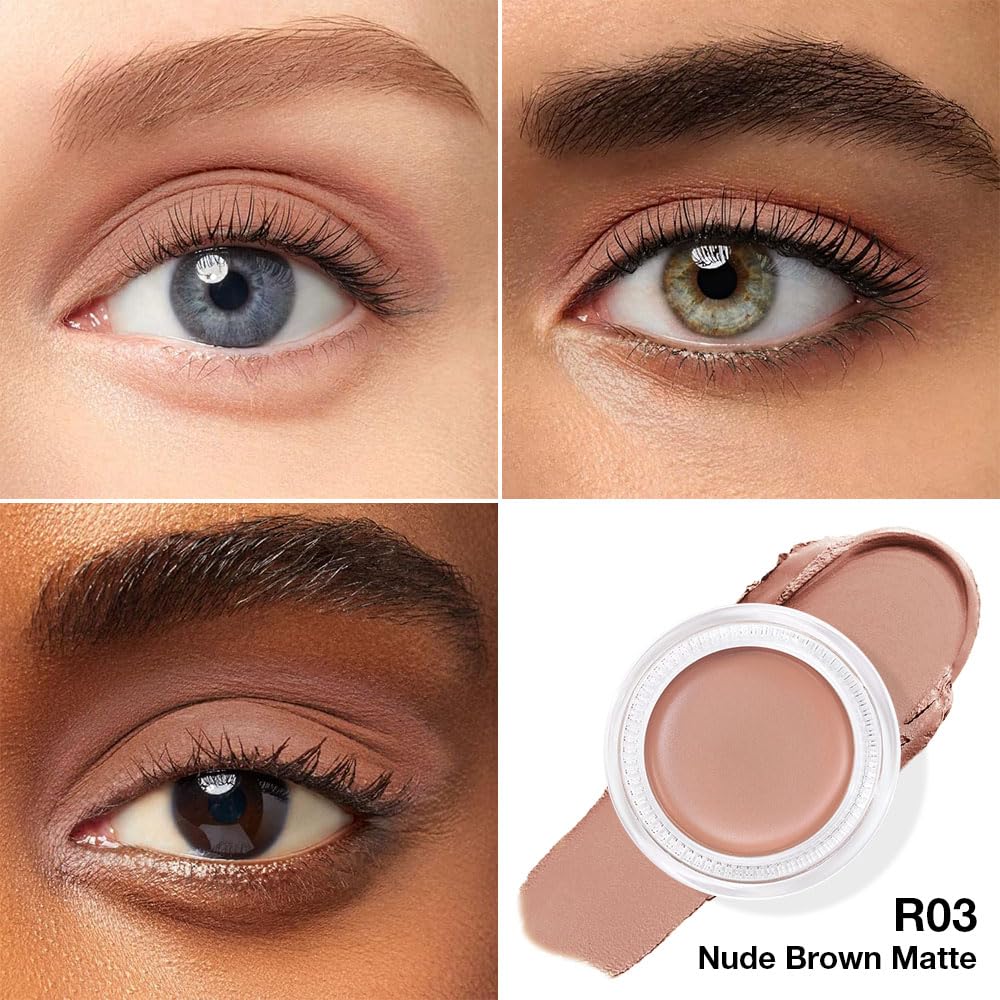 evpct Matte Nude Brown Single Cream Eye Shadow Palette Pot Makeup for Older Women, Highly Pigmented Monochrome Cream to Powder Eyeshadow Palette Matte Liquid eyeshadow, Natural Waterproof Blendable