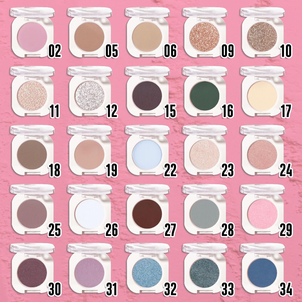 Pink Single Shimmer Eyeshadow Makeup, Neutral Powde Eye Shadow for Women, Bright Light Pink Rose Glitter Sparkle Singles Eyeshadow Palette Pigmented Waterproof, Girls Monochrome Eyeshadows Gift