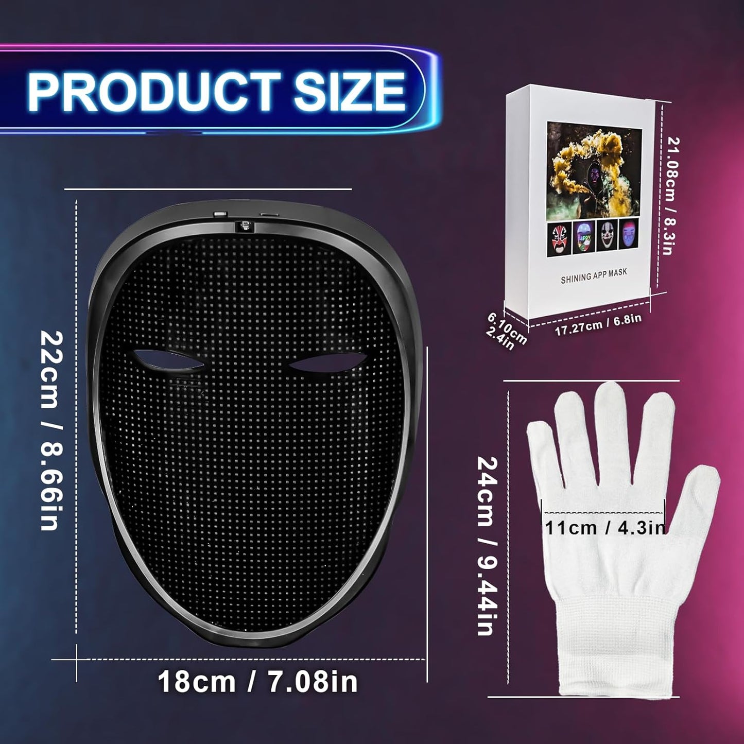 Led-Mask Gloves Halloween-Costumes For Kids Men Adult 2025, Light Up Gesture Cosplay Birthday Gifts For Boys 8+