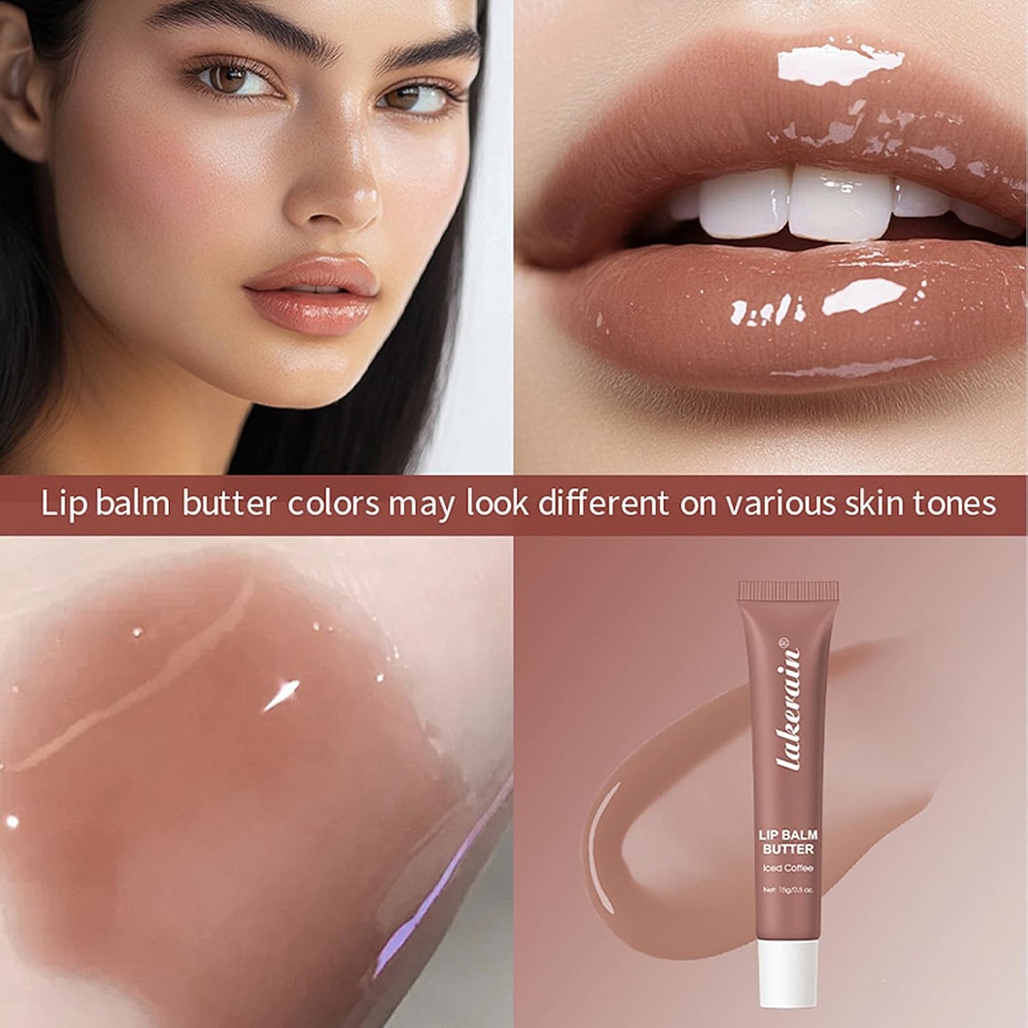 4 PCS Lip Glossy Butter Balm Set, Tinted Lip Balm Instant Moisture and Hydration Lip Gloss, Long Lasting Hydrating Glow Reviver Lip Care Oil, Christmas Makeup Gift for Women