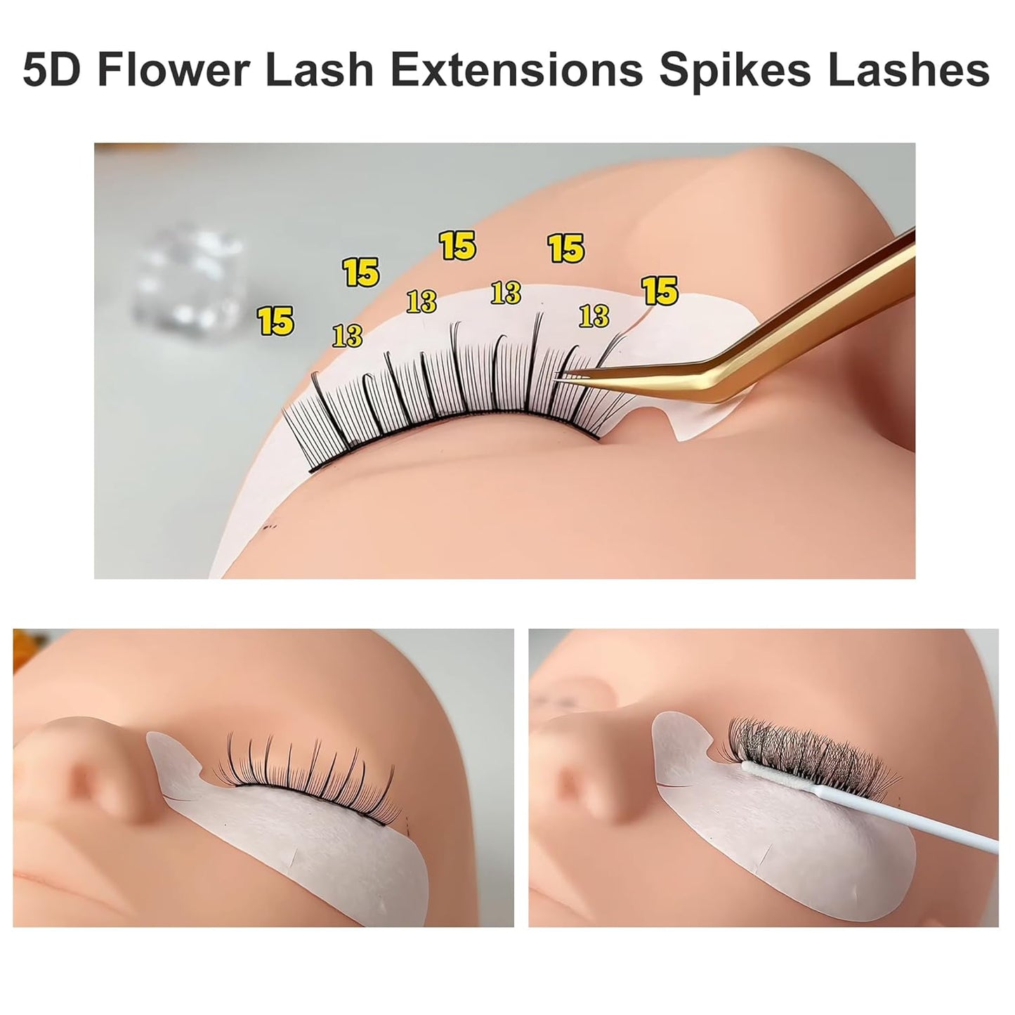 5D Flower Lash Extensions Spikes Lashes 0.07 Matte Black D Curl Lashes 9mm Volume Eyelash Extension Lash Trays Professional Use(5D Flower,0.07-D,9mm)