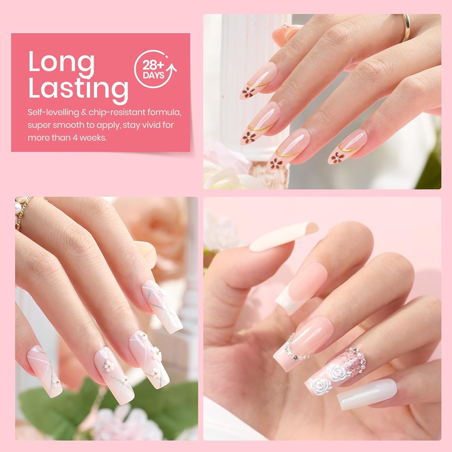 Beetles Fall Gel Nail Polish Set, 6 Colors Nude Brown Pink Milky White Glitter Gel Polish Set Soak Off Uv Led Lamp Manicure Gifts for Women