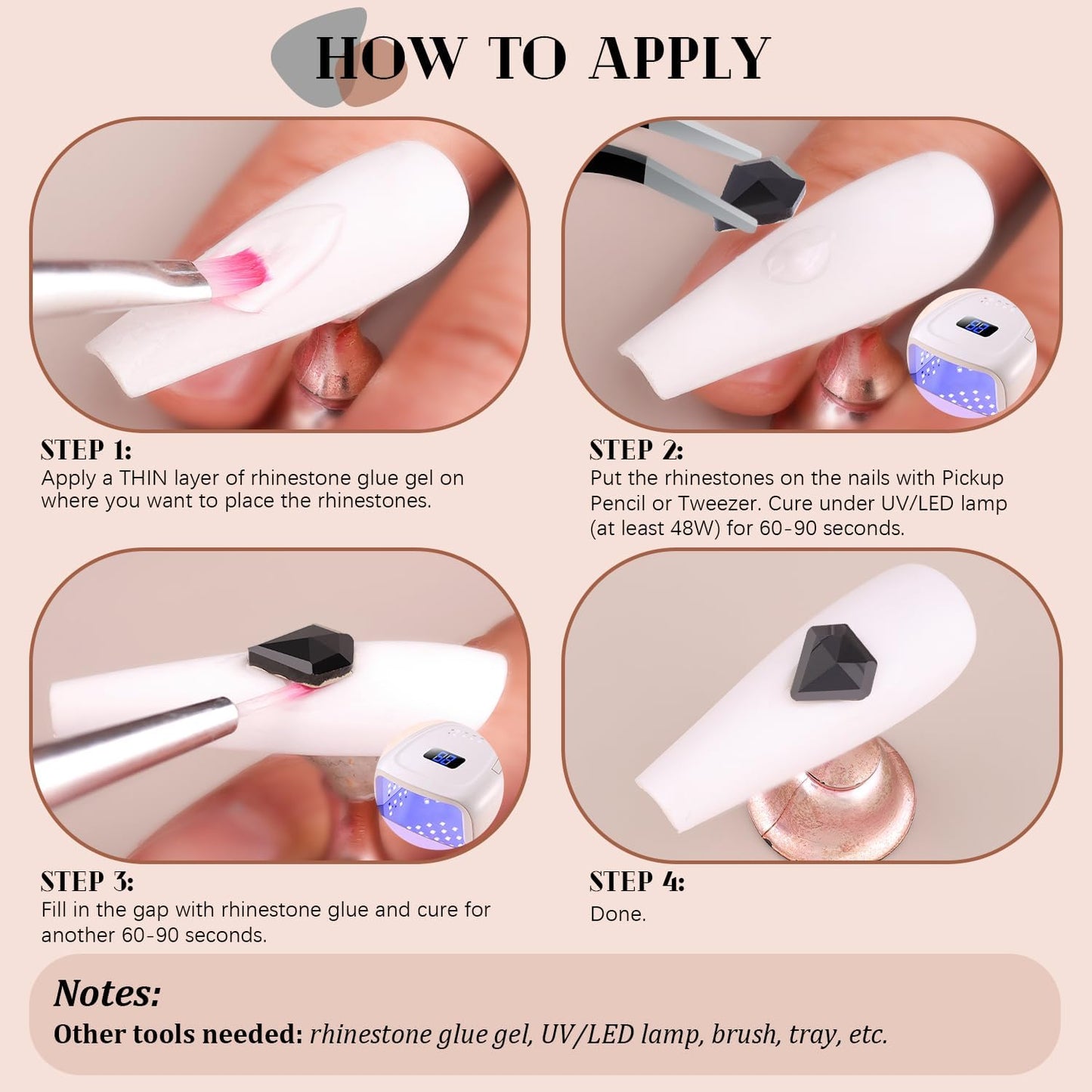 2060Pcs Black Glass Nail Rhinestones 60Pcs Multi Shapes Flatback Nail Gems + 2000Pcs 1.5-4mm Round Crystal, Manicure Nail Charms Diamond Gemstones for Acrylic Nails Decoration