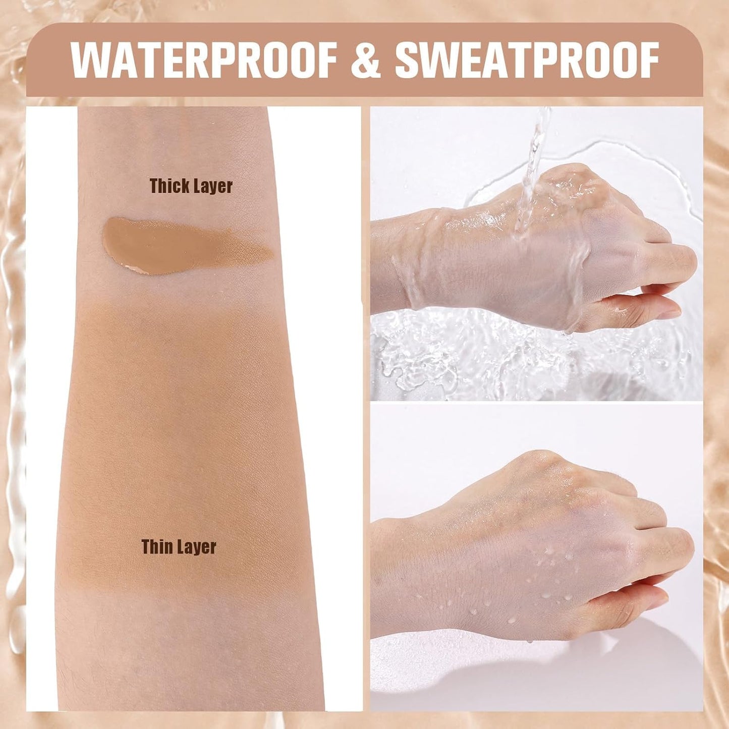 UCANBE Matte Liquid Foundation Makeup, Medium to Full Coverage Waterproof Longwear Serum Cream Foundation for Combination & Oily Mature Skin, Lightweight Hydrating & Nourishing, Cashew, 1 fl. oz.