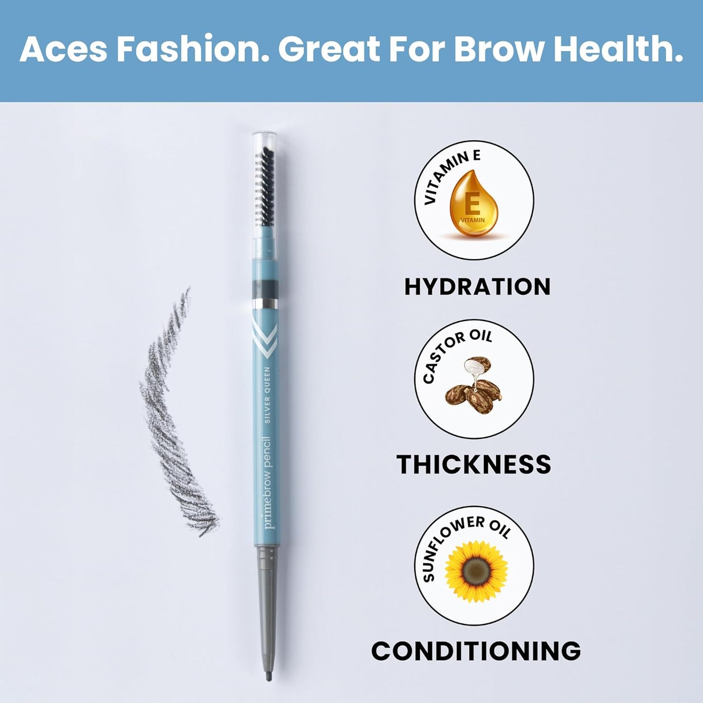 PrimeBrow Pencil for Mature Women – Ultra-Precise Tip for Natural, Hair-Like Strokes – Smudge-Proof & Long-Lasting Wear – Great for Thinning, Sparse, or Graying Brows (Brunette)