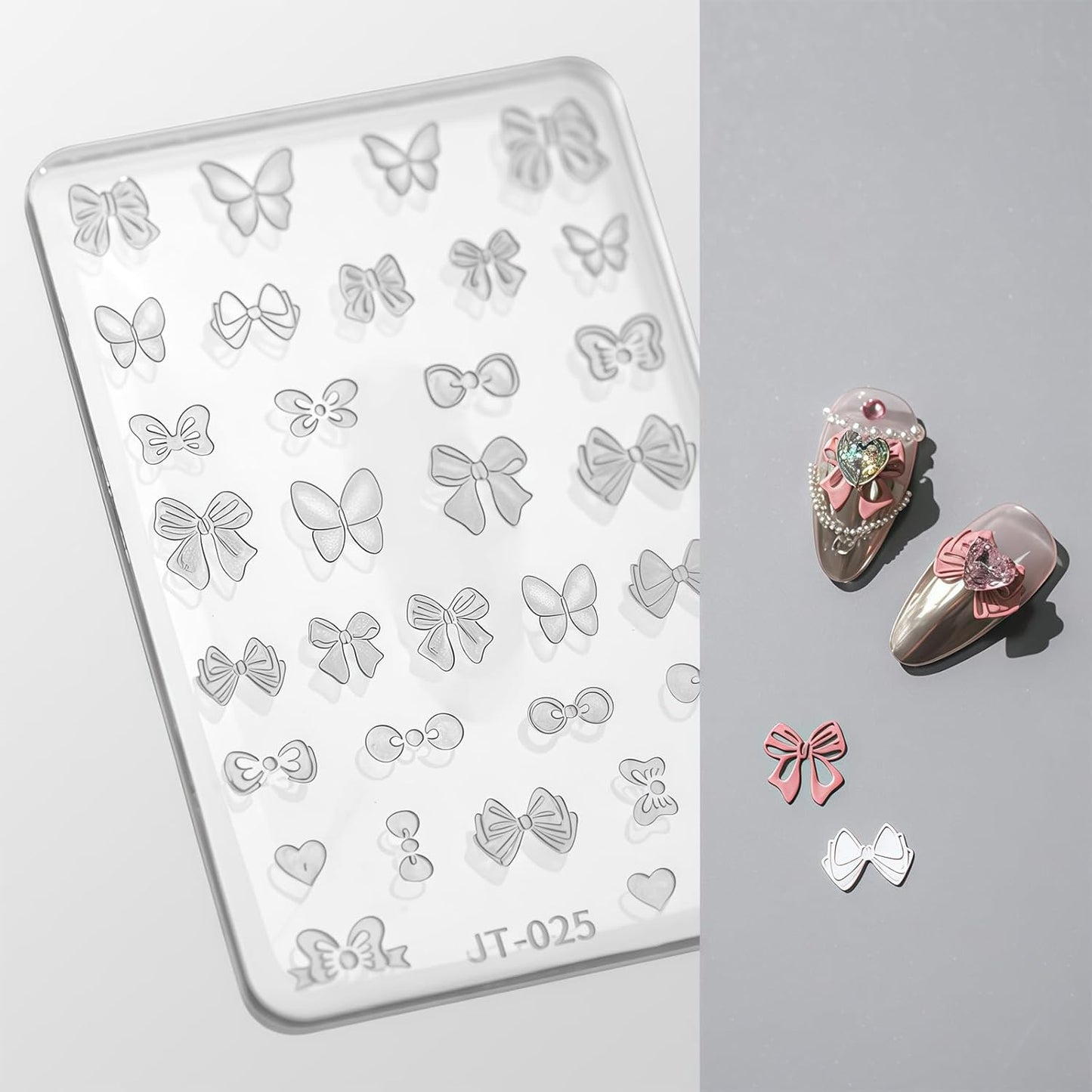 Nail Art Silicone Template, Bow Tie 3D Nail Decoration Mould for Precise Embossed Butterfly Patterns, Silicone Material, Boho Style, Indoor Use, 1 Count