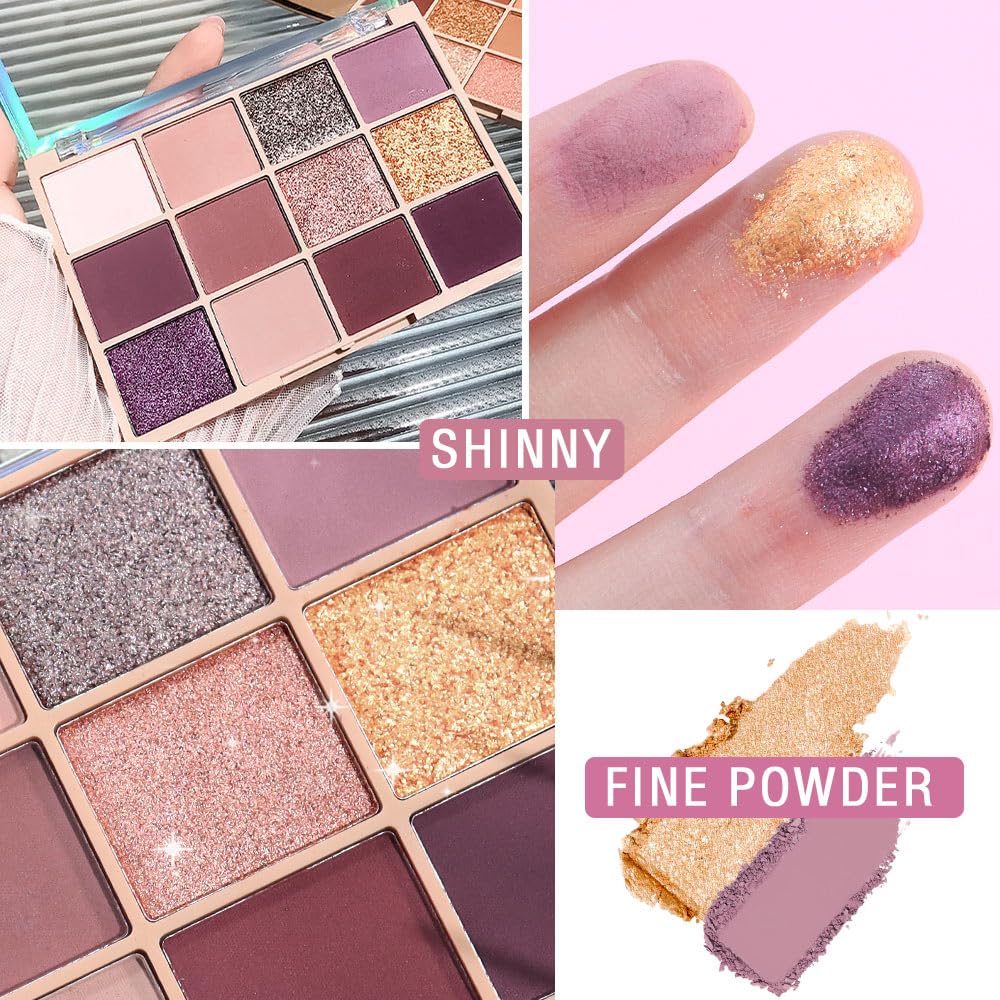 Neutral Smokey Eye Shadow Palette,Nude Mauve Rose Gold Cream Eyeshadow Palette,Make Up Pallets for Women Natural Eyeshadow for Eyes Long Lasting Naturing-Looking