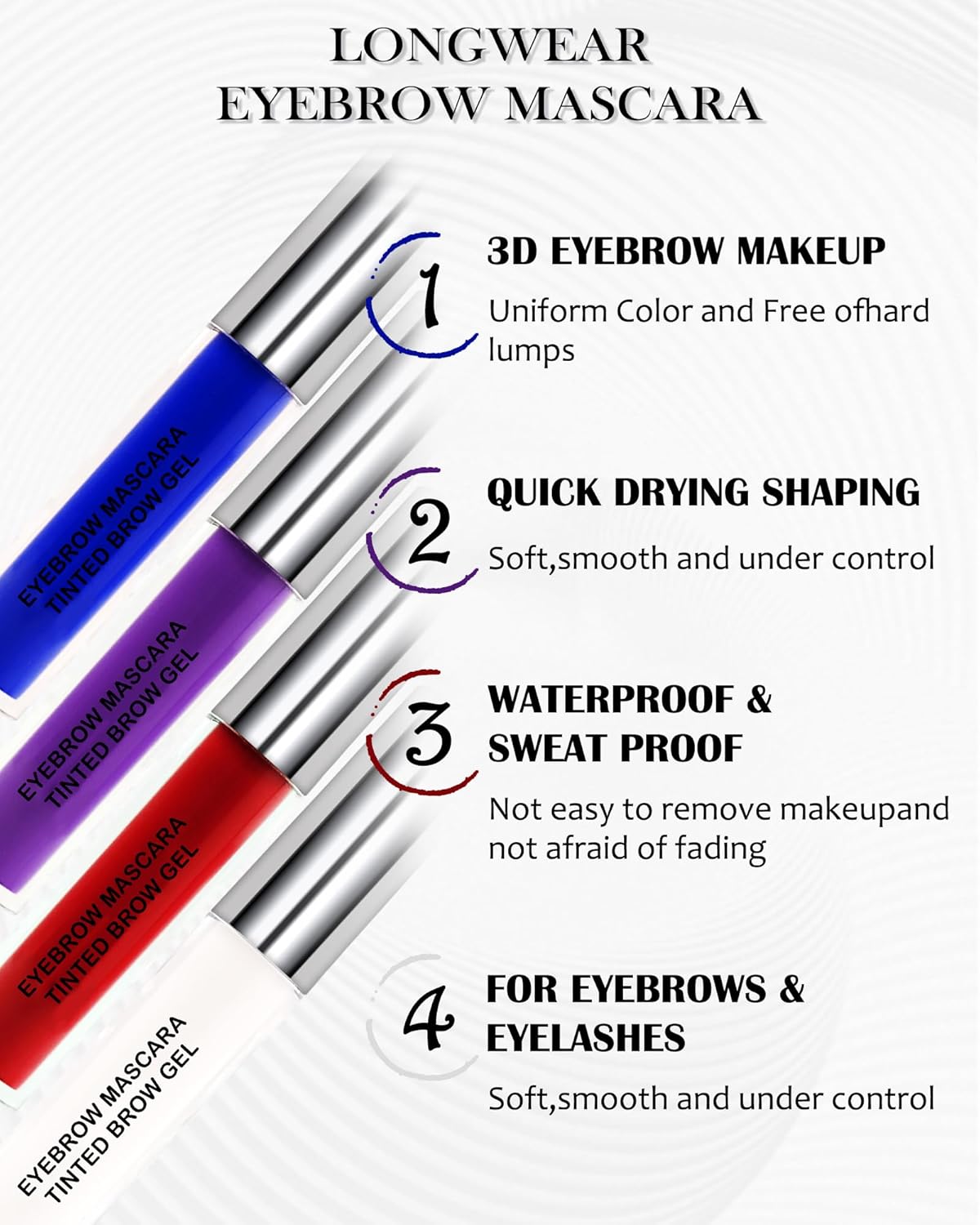 Tinted Eyebrow Mascara Gel-1Pcs Long-lasting Waterproof Smudge-proof Purple Brow Glue Colored Liquid Mascara,Tinted Brow Filler Curling Mascara,Women‘s Day Eye Makeup Gift for Women Girl-08