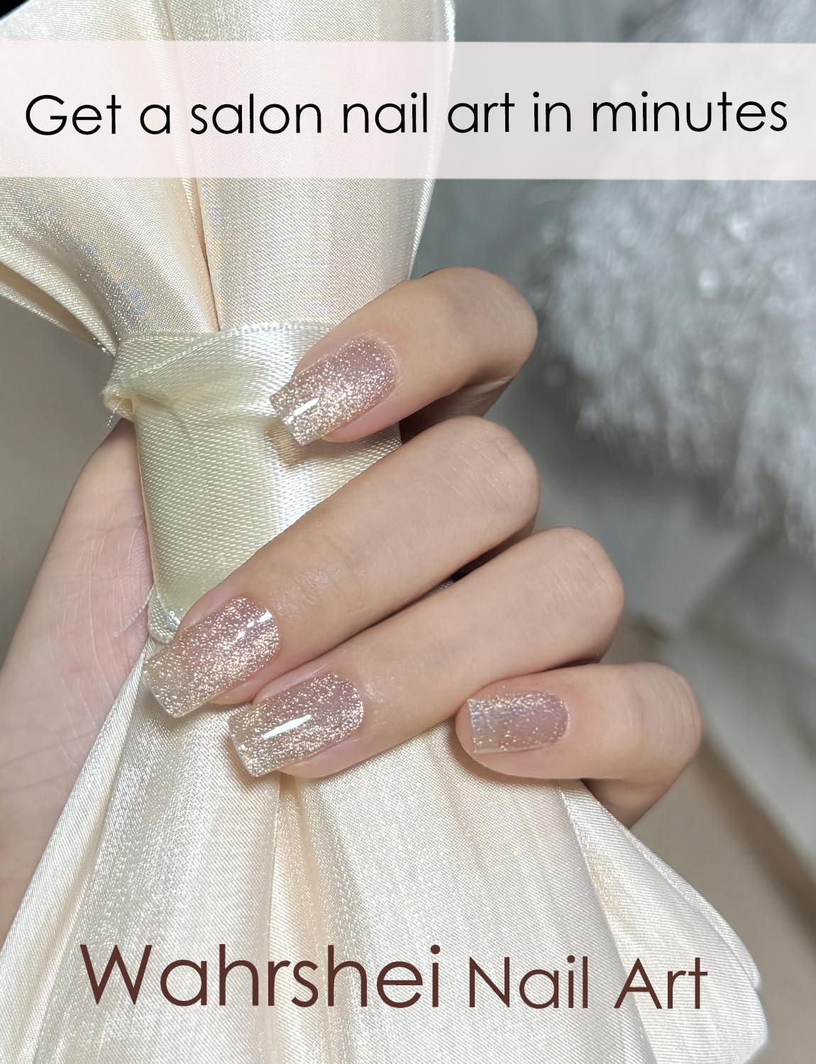 Semi Cured Gel Nail Strips, Nude Cat Eye P 20pcs Nail Sticker, Gel Wraps UV for Home Nails DIY