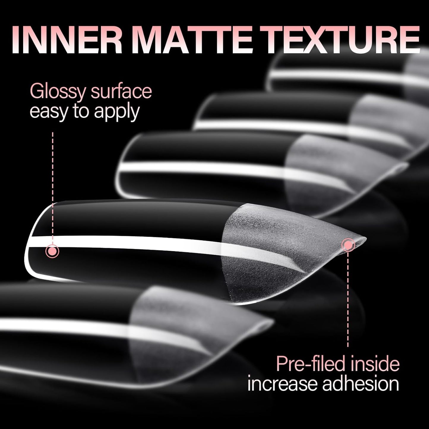 AILLSA Short Square Nail Tips Full Cover Clear Gelly Tips Half Matte Acrylic Tips Pre-Filed Fake Press on Nail Tips for Extension Home DIY Salon Manicure 216PCS 12 Sizes