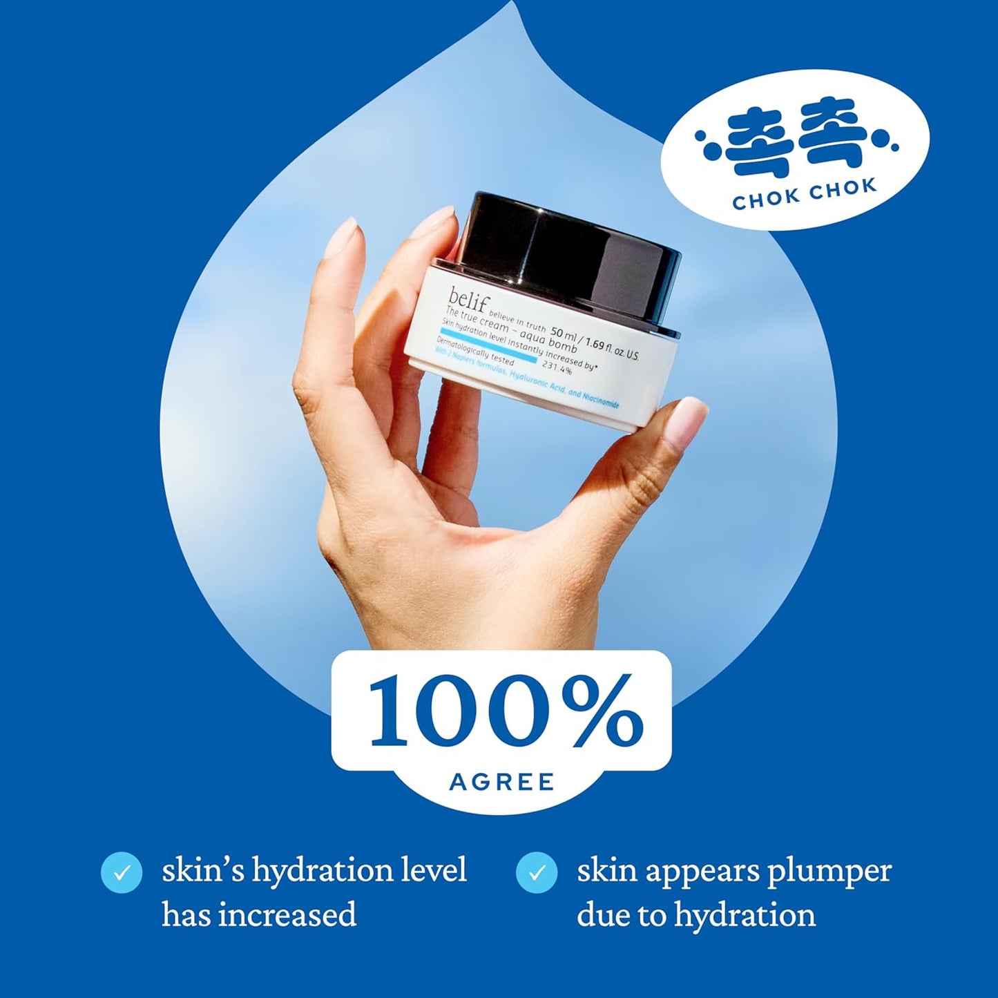 belif Aqua Bomb – Lightweight Gel Moisturizer with Niacinamide, Hyaluronic Acid & Squalane | 72H Hydration + Cooling Effect, Korean Skincare (3.3 fl oz)