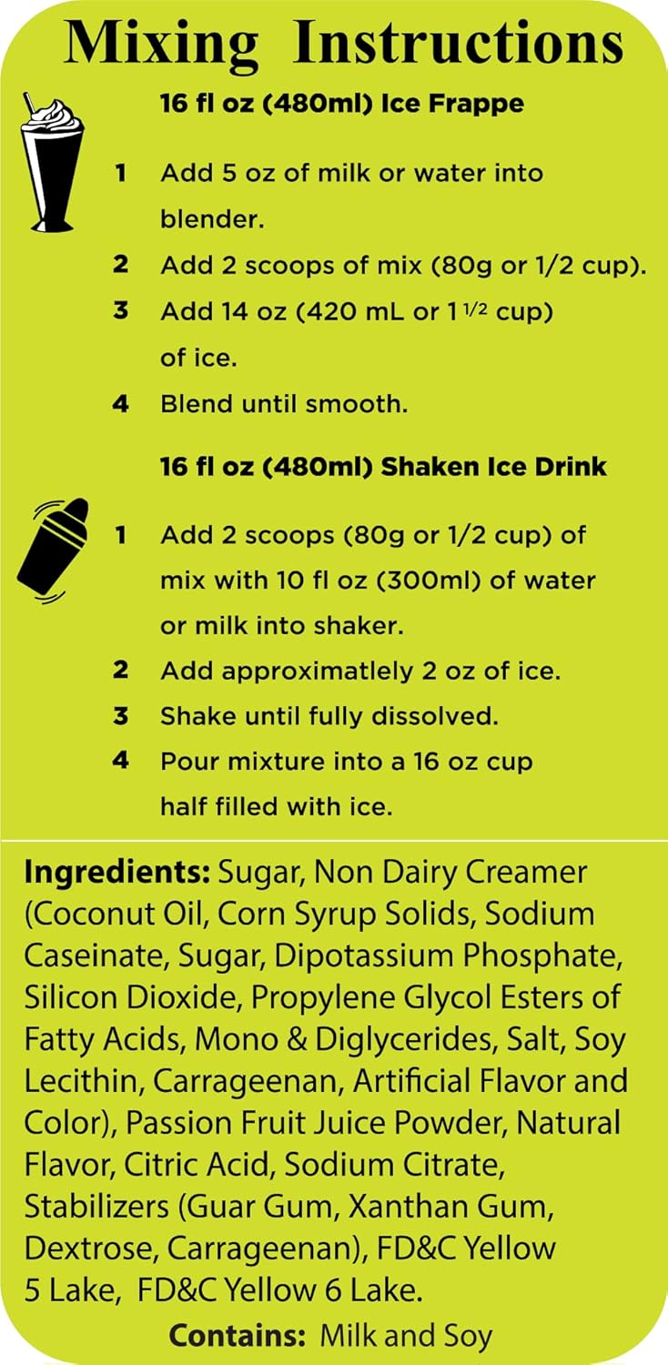 Angel Specialty Products, Blended Smoothie, Frappe Powder Mix, Passion Fruit [3 LB] [34 Servings]