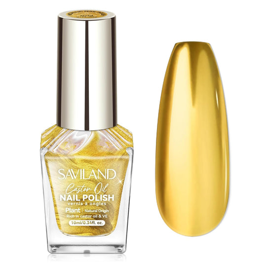 SAVILAND Gold Metallic Nail Polish: Chrome Nail Polish Air Quick Dry Nail Art Polish Bright and Shiny Fingernail Toenail Polish Bulk Nail Lacquer for Beginner DIY Manicure Art at Home Salon Women