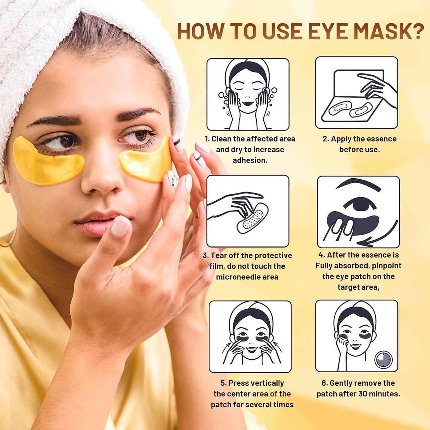24K Gold Eye Mask, 20 Pairs Eye Treatment Mask With Collagen, Under Eye Mask Treatment for Puffy Eyes, Dark Circles Corrector, Used for Eye Bags, Anti Aging Patches Luxury Gift for Women and Men