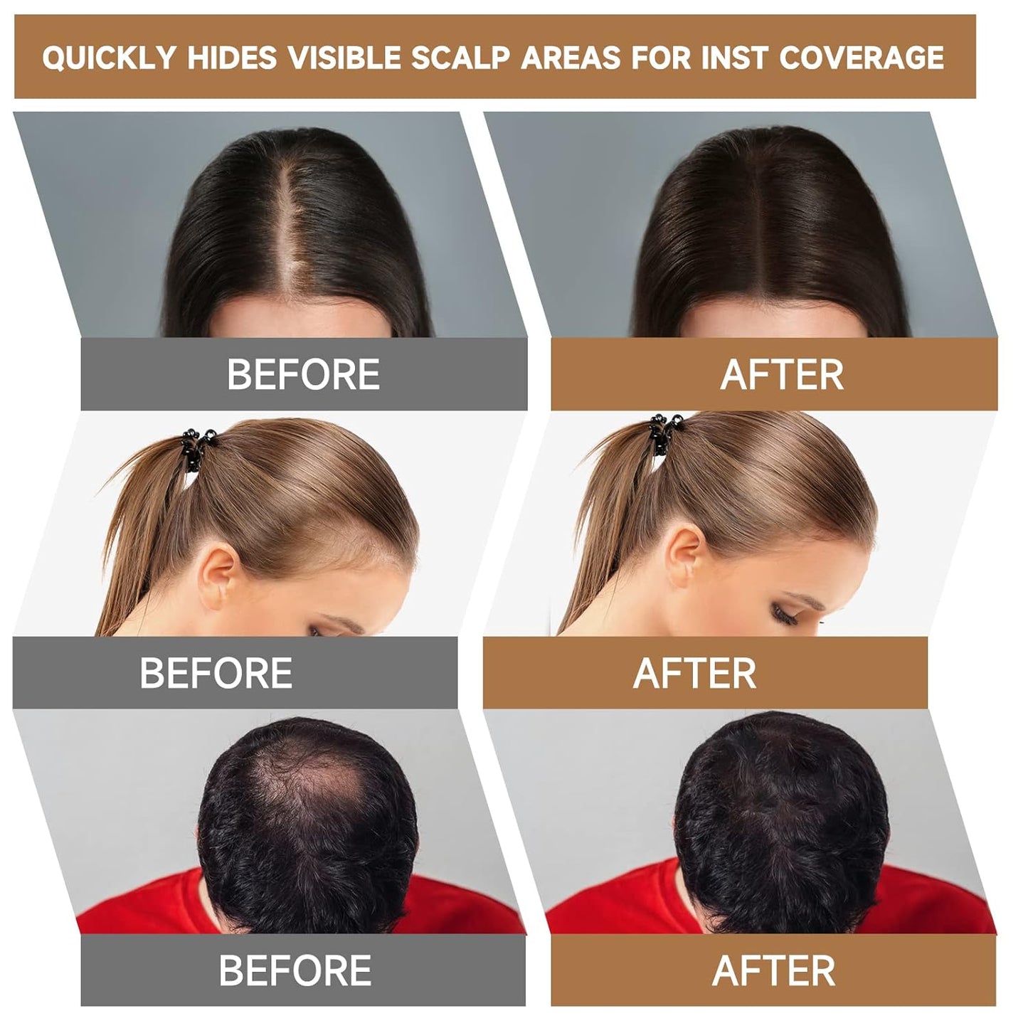 2 Pack Root Touch Up Shadow Powder, Gray Hair Cover Up, Women Color Root Coverage Powder for Thinning Grey Hairline, Men Instantly Concealer Hair Loss Beard Line Eyebrow, Auburn