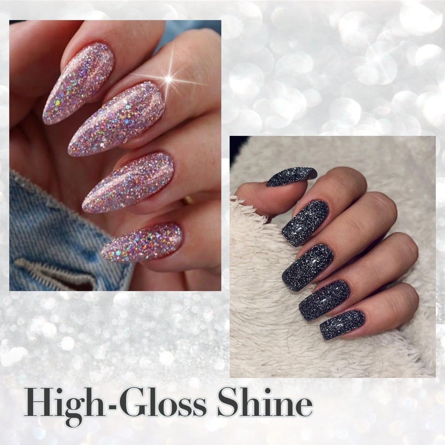 AZUREBEAUTY Nail Polish Set, 4 Colors Dazzling Gold Silver Pink Quick Dry Natural Nail with Top Coat,Professional for Nail Art DIY Manicure and Pedicure at Home