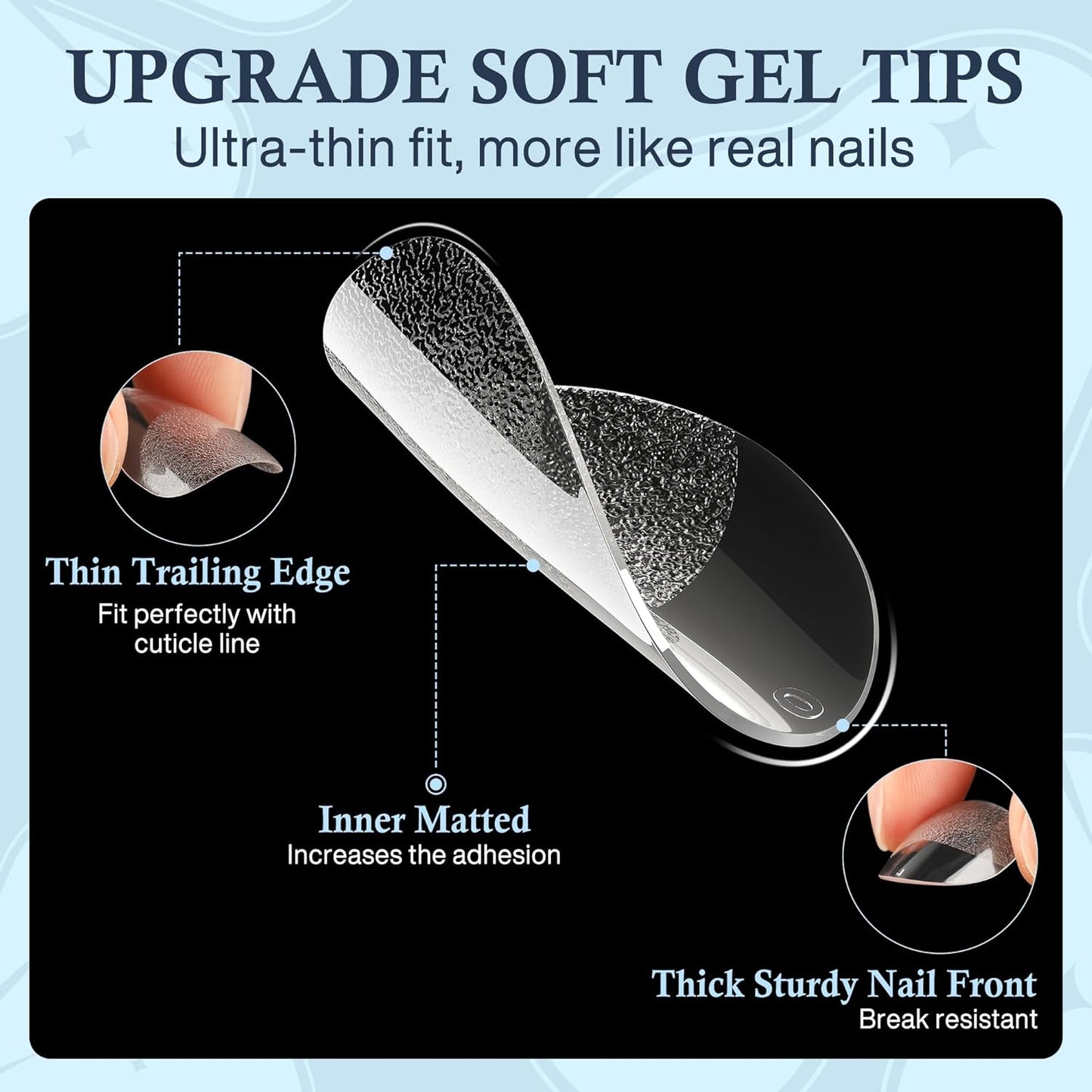 Extra Short Almond Fake Nails, 504pcs Soft Gel Pre-Shaped Acrylic Nail Tips, Half Matte Full Cover Clear Gelly Press on Flase Nail Tips for Extension Nail Manicure Home DIY 12 Sizes