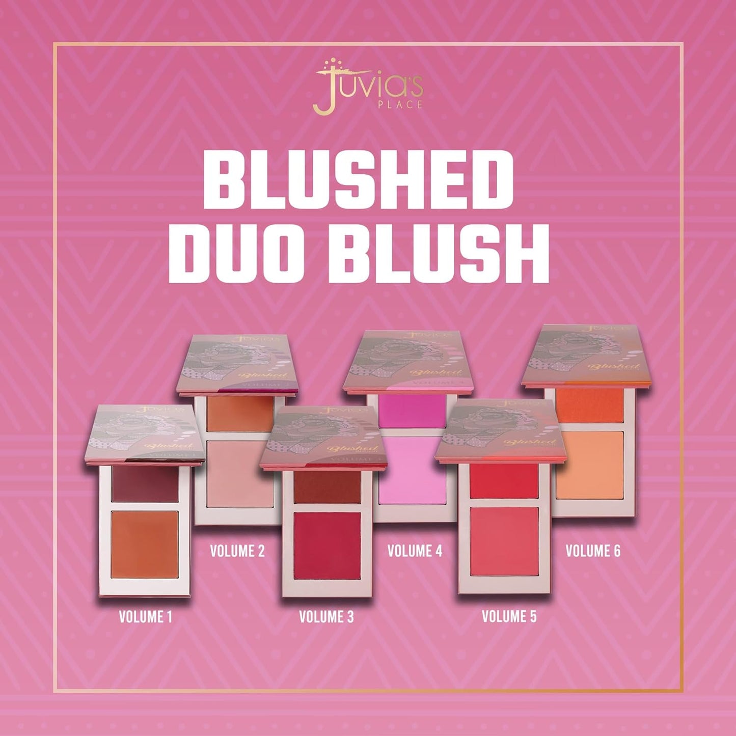 Juvia's Place Blushed Duo Blush Volume3 - Two Tone Pigmented Buildable Pressed Mineral Powder - Rosy Natural Cheeks Matte Fresh Finish for All Skin Color