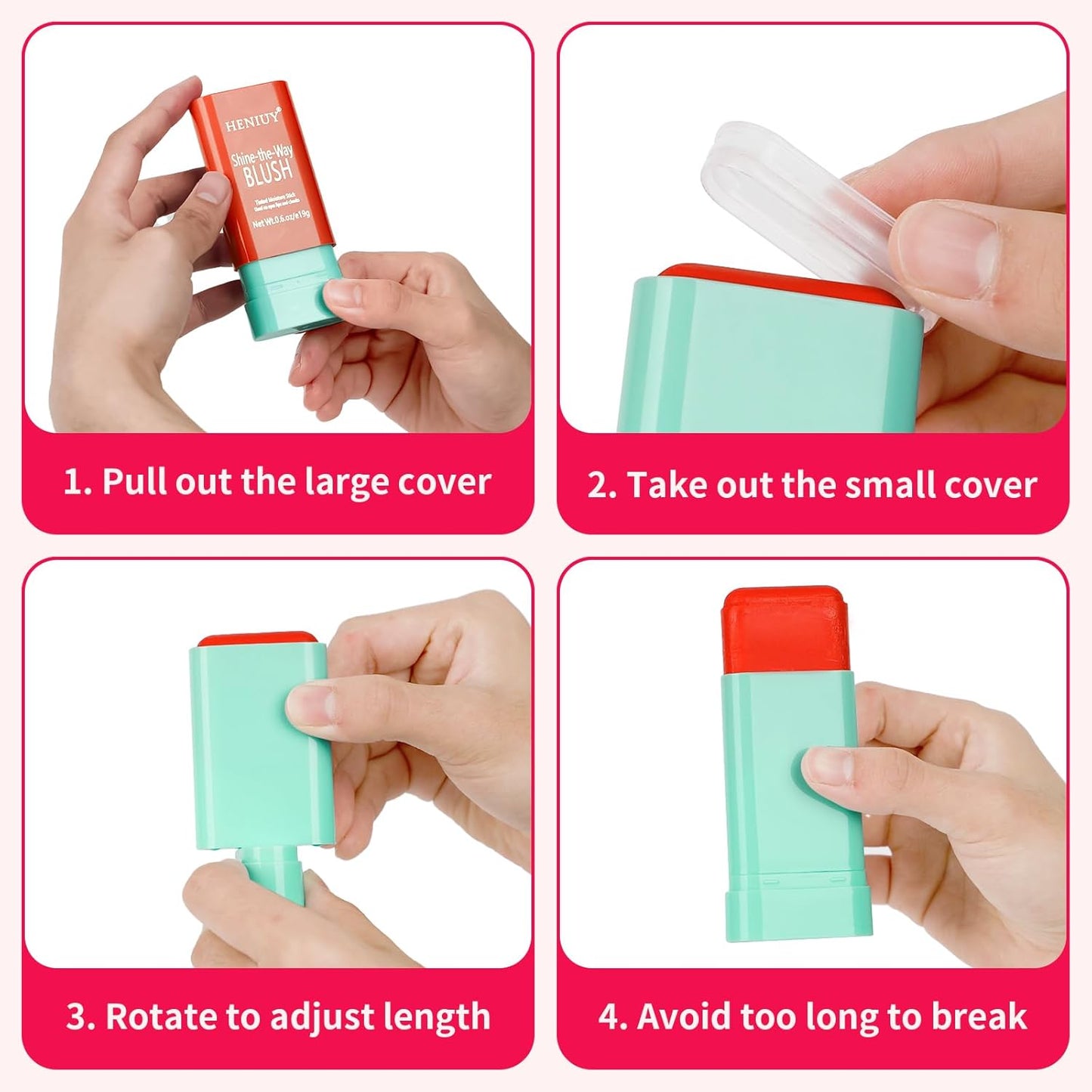 Orange Blush, Multi-Use Blush Stick, Cream Blush for Cheeks, Long Lasting and Waterproof, Natural-Looking Stick Blush for All Skin, Makeup Blush, Coral Orange