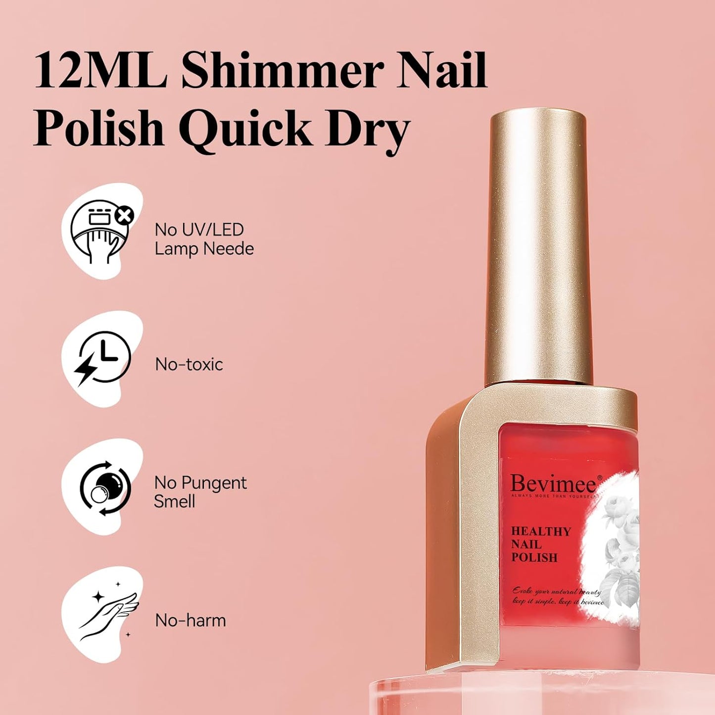 Nail Polish, Air Quick Dry, Bright Red Color Nail Lacquer Non-Gel Fast Drying Nail Art Polish, Nail Pigment Oil-based Jelly Fingernail Concealer Polish, 1PC 12ML Long Last