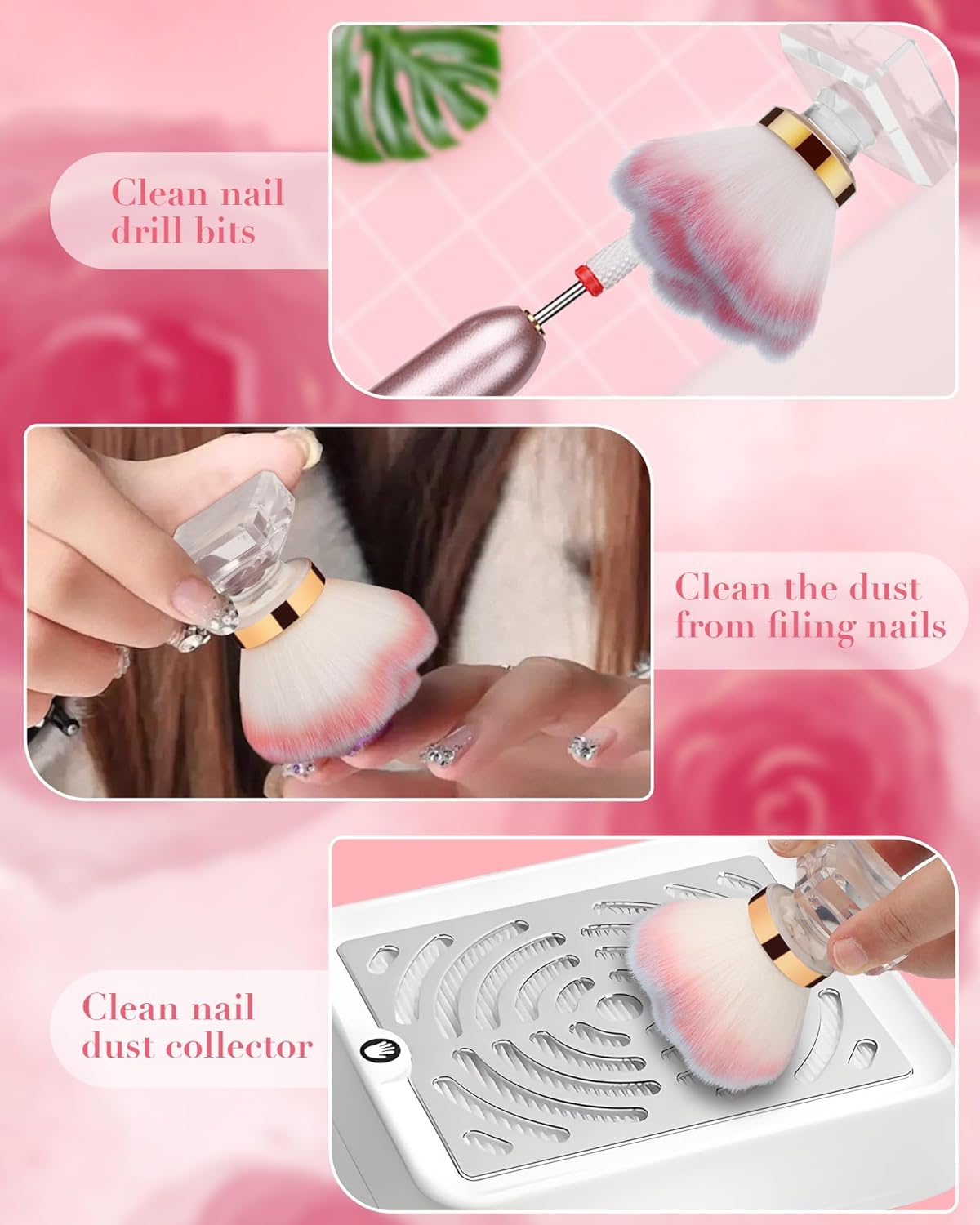 Rolybag Nail Dust Brush Dust Powder Remover Brush Nail Art Dust Cleaner Brush Fluffy Brush for Nail Dust, Makeup Brushes, Dust Brush for Nail Art Tools