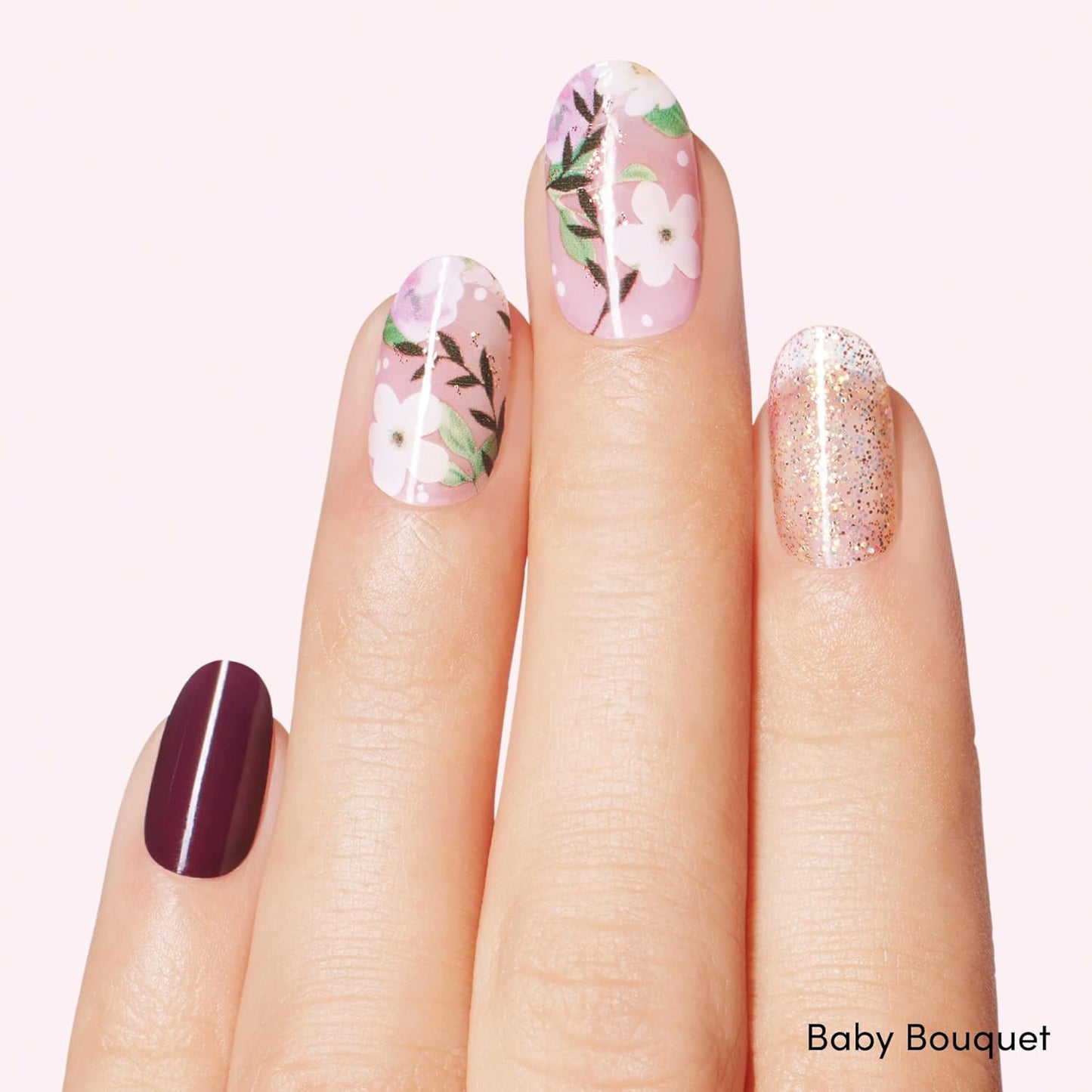 Dashing Diva Gloss Nail Strips Bundle - The Winter Florals Collection- Baby Bouquet & Magnolia Vine - UV Free, Chip Resistant, Long Lasting Gel Stickers - Contains 2 Sets